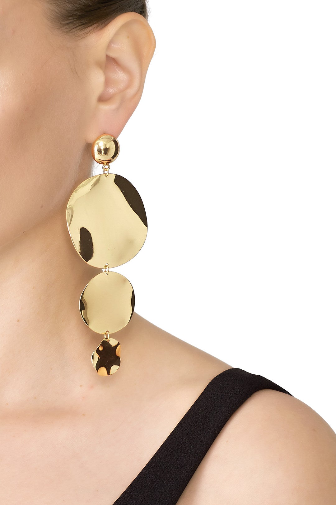 Gold Oblong Earrings by Ettika 2