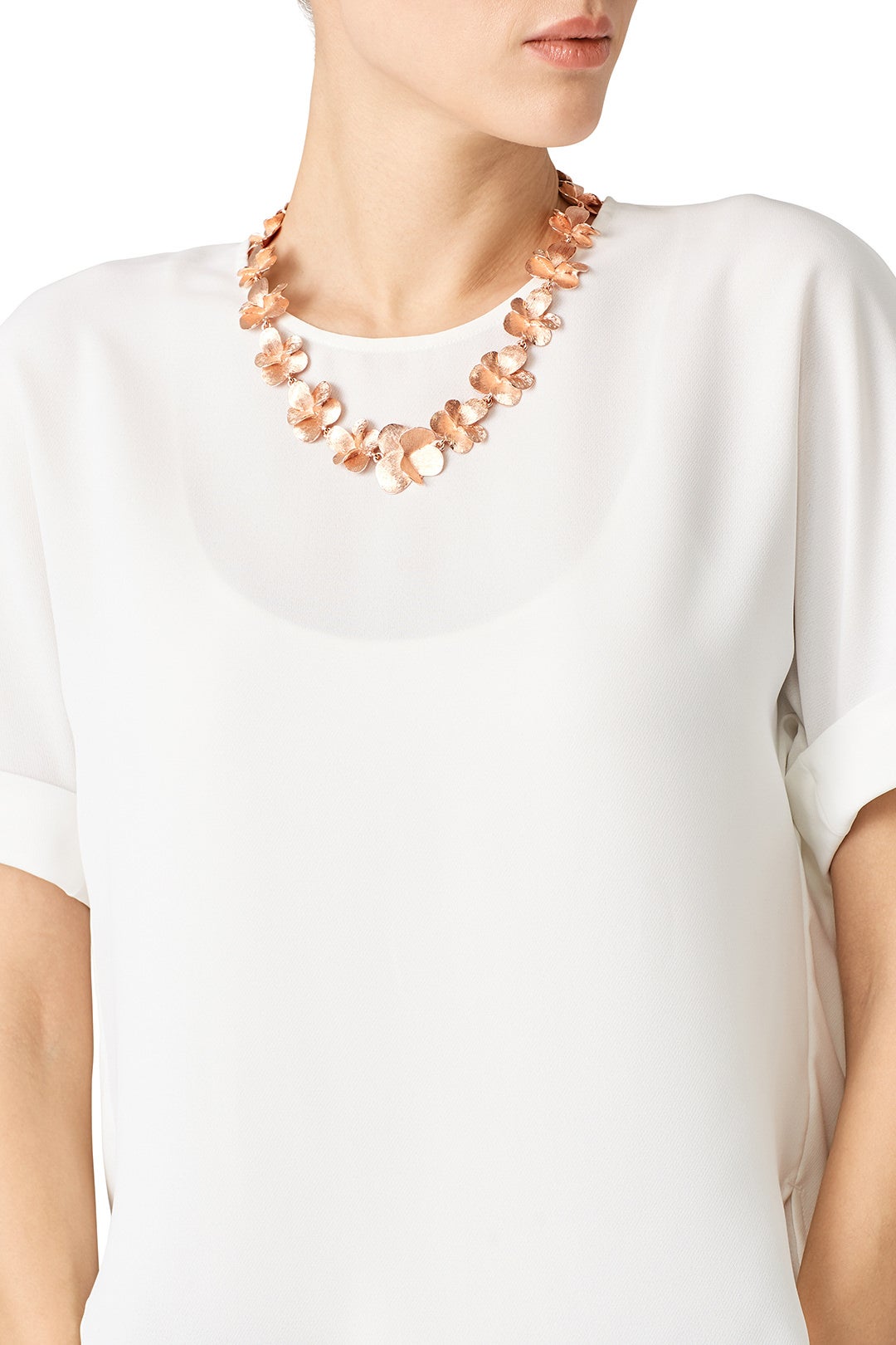 Gold Brushed Flower Necklace by Oscar de la Renta 0