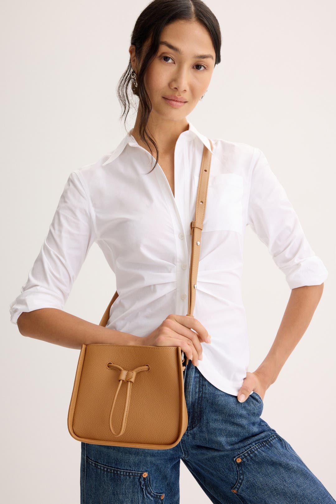 Brown Soleil Mini Bucket Drawstring Bag by 3.1 Phillip Lim