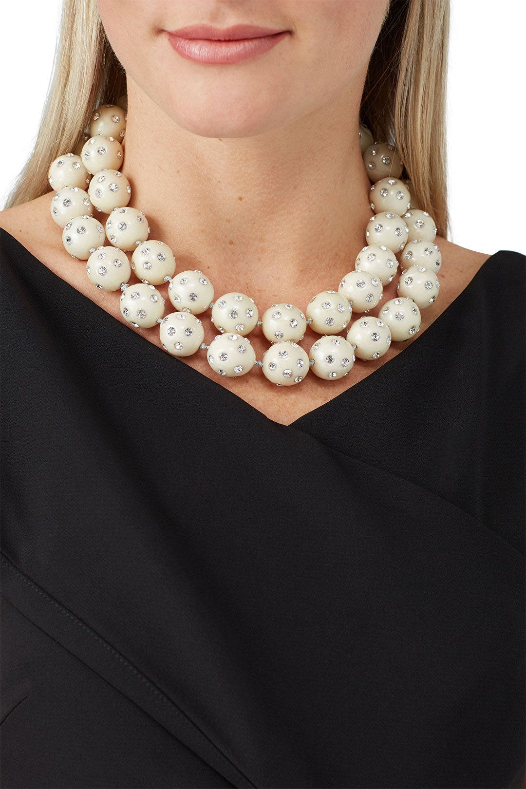 Ivory Crystal Layered Bubble Necklace by Lele Sadoughi 0