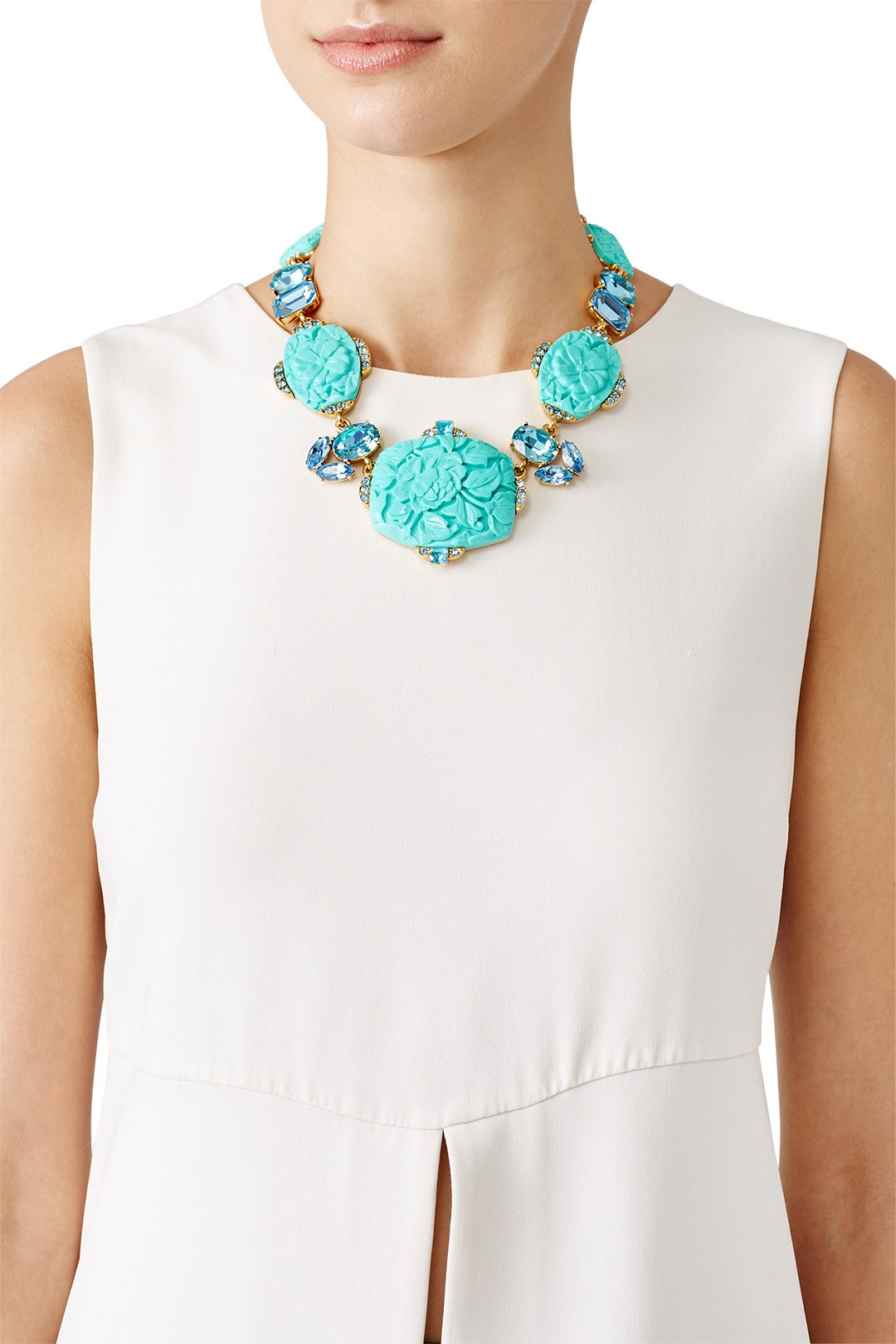 Aqua Resin Crystal Necklace by Oscar de la Renta 1