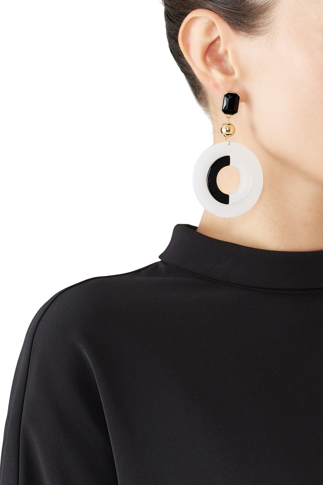 Colorblock Drop Hoop Earrings by Ettika 1