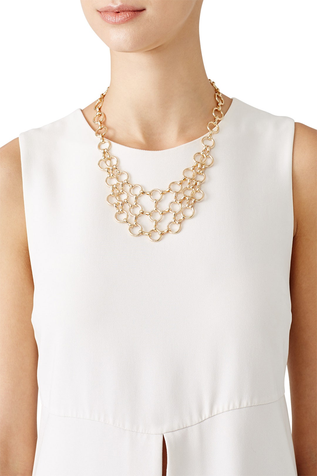 Gold Circle Bib Necklace by Slate & Willow Accessories 2