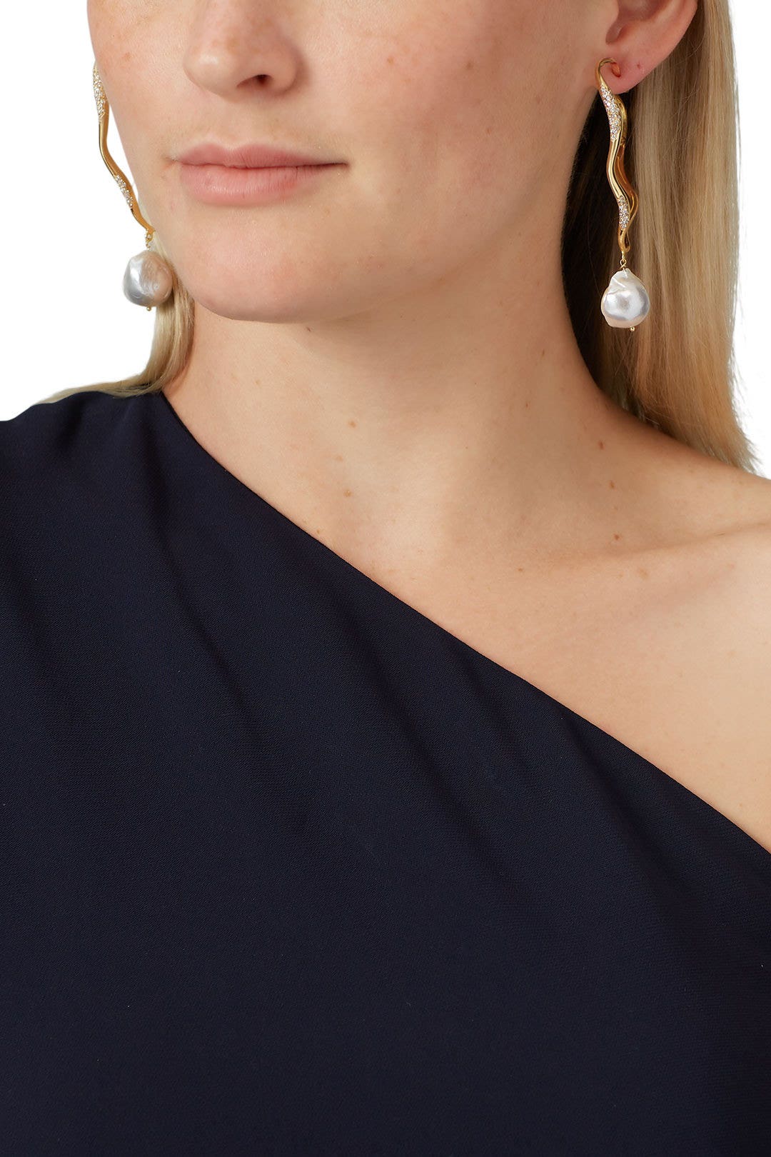 Feminine Waves Pearl Hoop Earrings by Joanna Laura Constantine 0