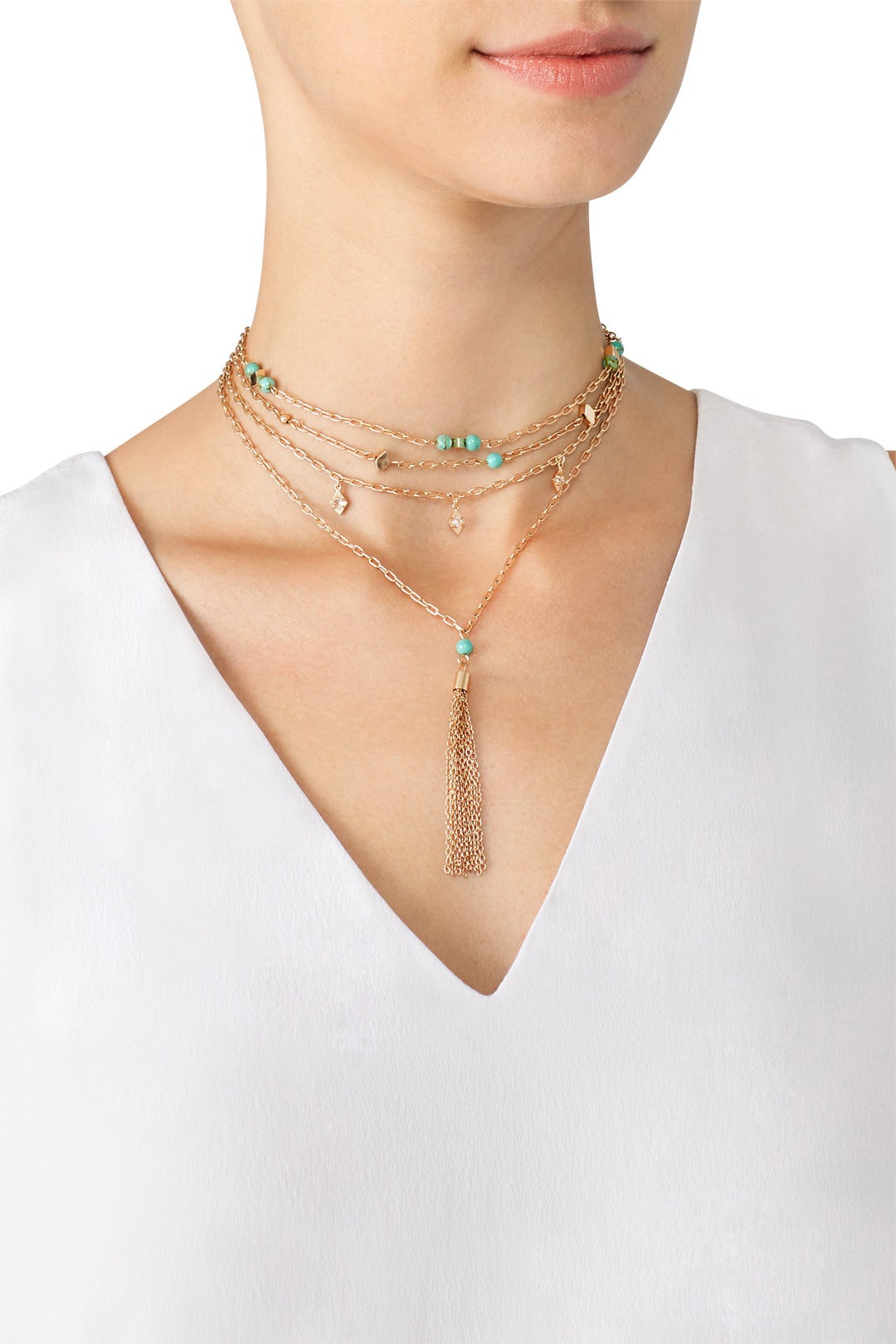 Gold Multi Strand Draped Choker by Ettika 2