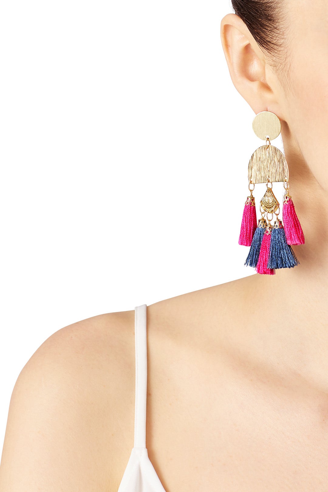 Fuchsia Bali Tassel Earrings by Area Stars 0