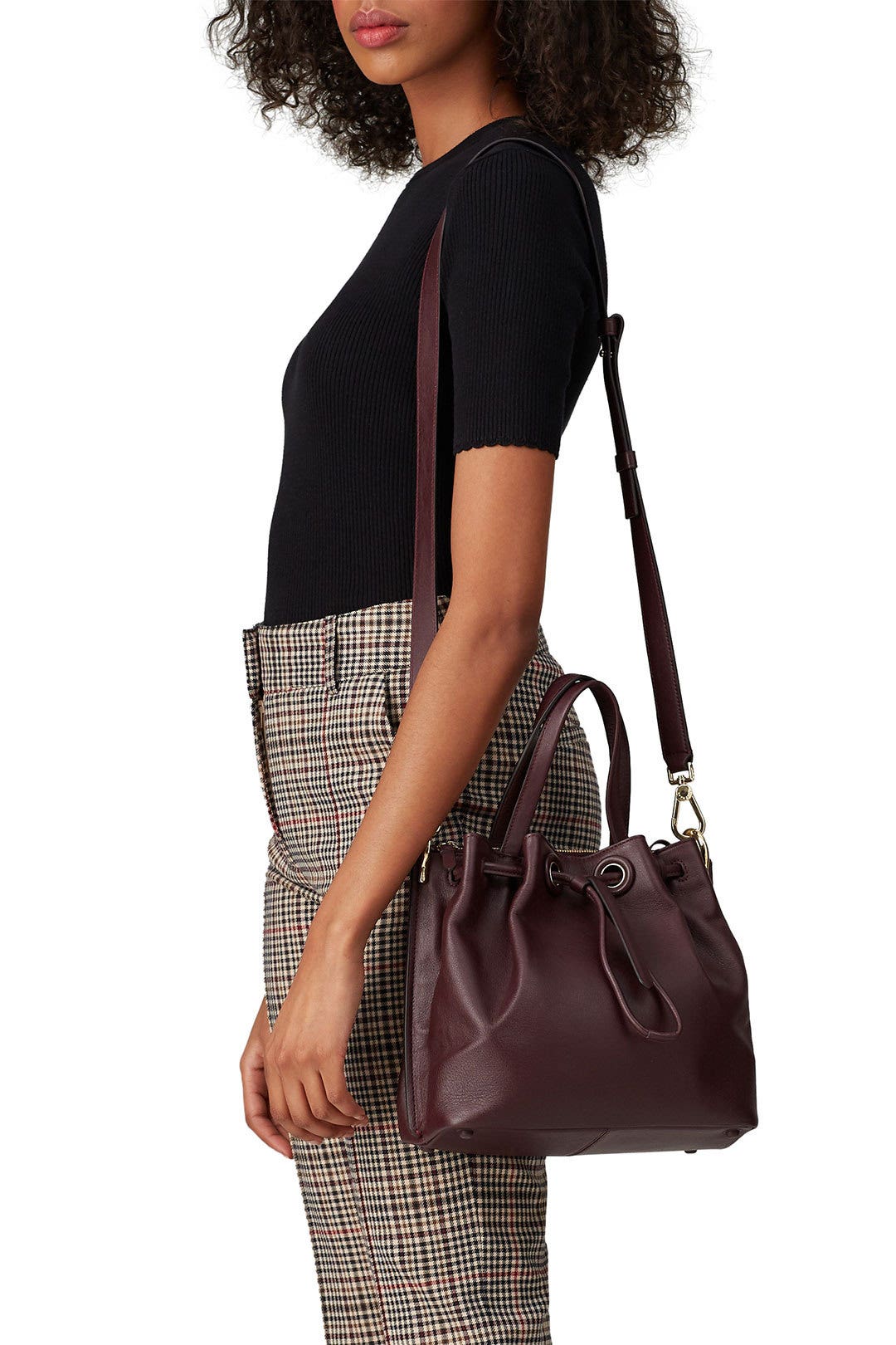 Burgundy Grand Ambition Small Bucket Bag by Cole Haan Accessories 1