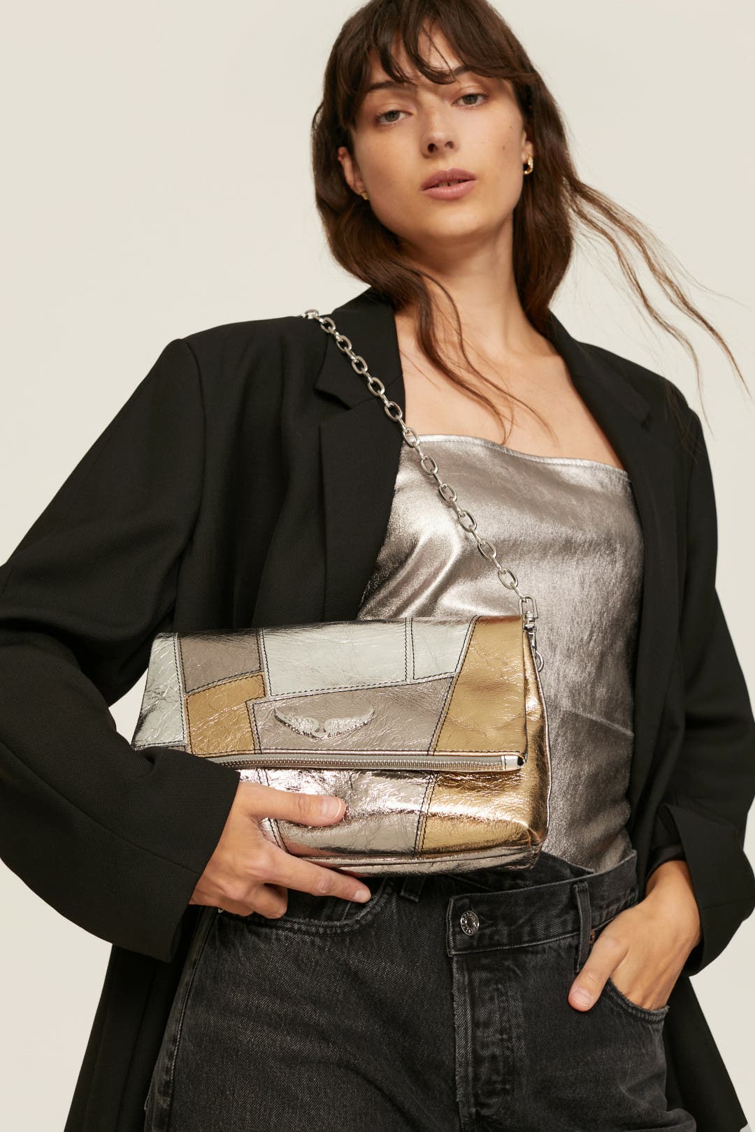 レアモデル　ZADIG&VOLTAIRE 本革　箔押し　バタフライ　保存袋付き Blue Z Shopper Monogram Bag for Women | Zadig&Voltaire