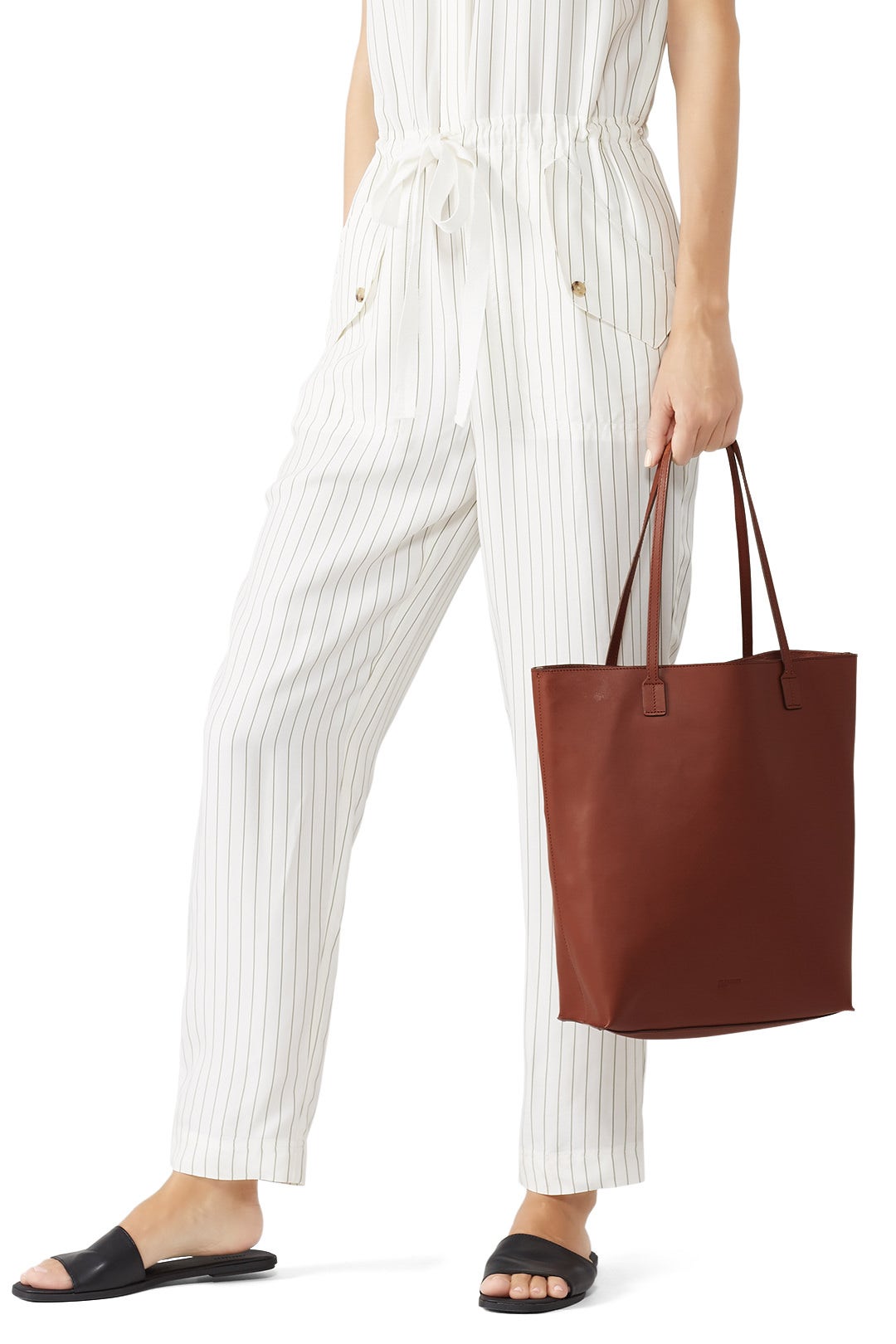 Biscotto Leather Tote by Jil Sander Navy Handbags 1