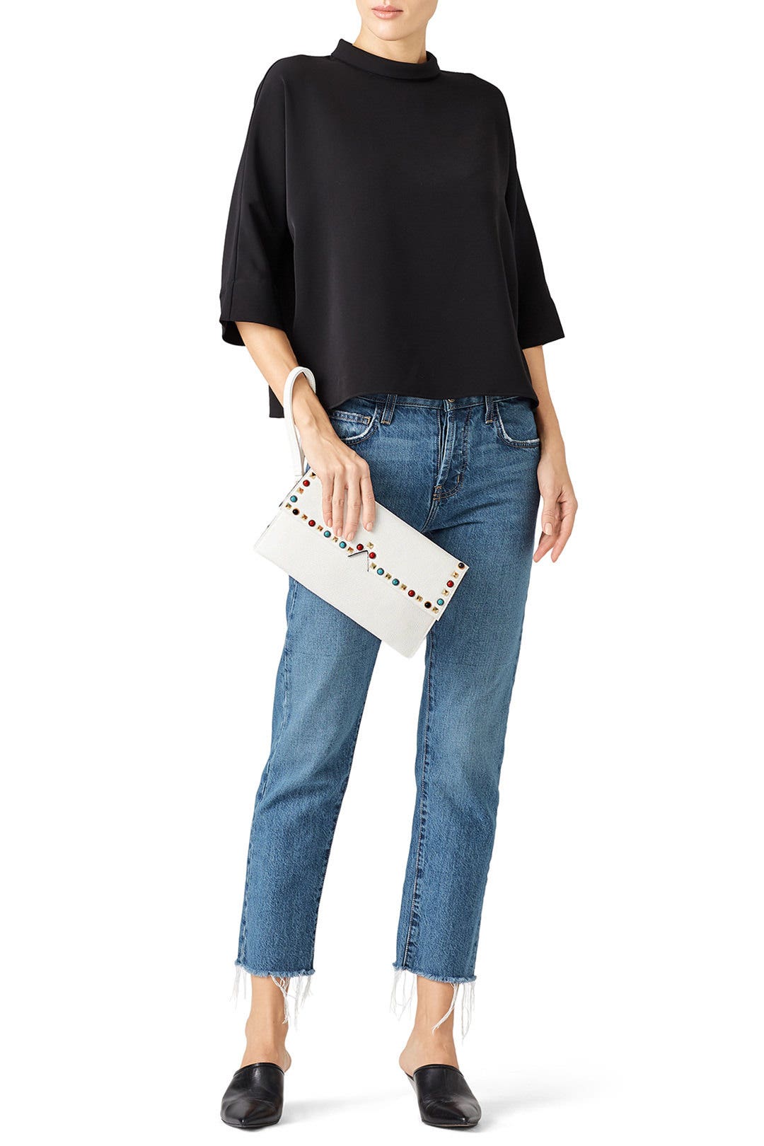 White Studded Clutch by Sondra Roberts 1