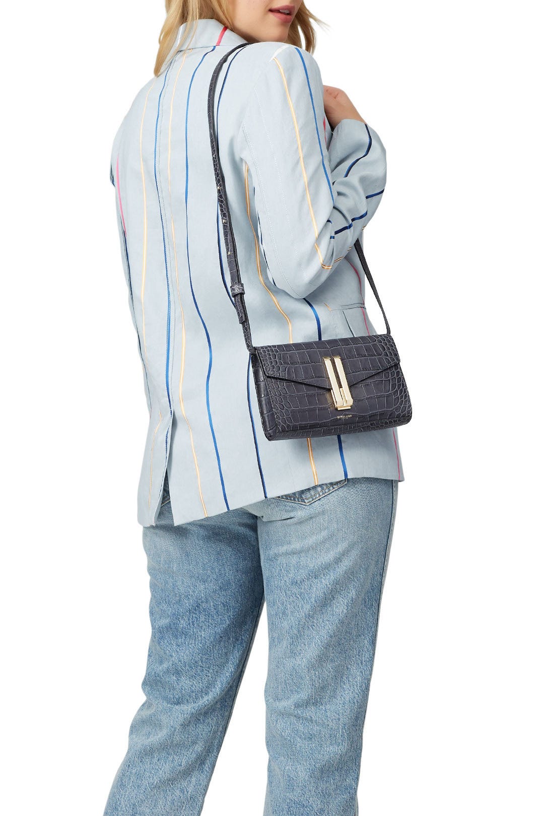Grey Mock Croc Quebec Crossbody by DeMellier 2