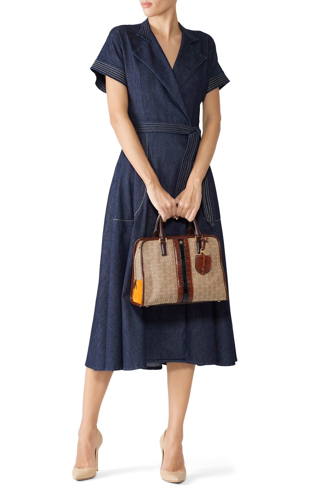 Natural Gemini Link Satchel by Tory Burch Accessories 2
