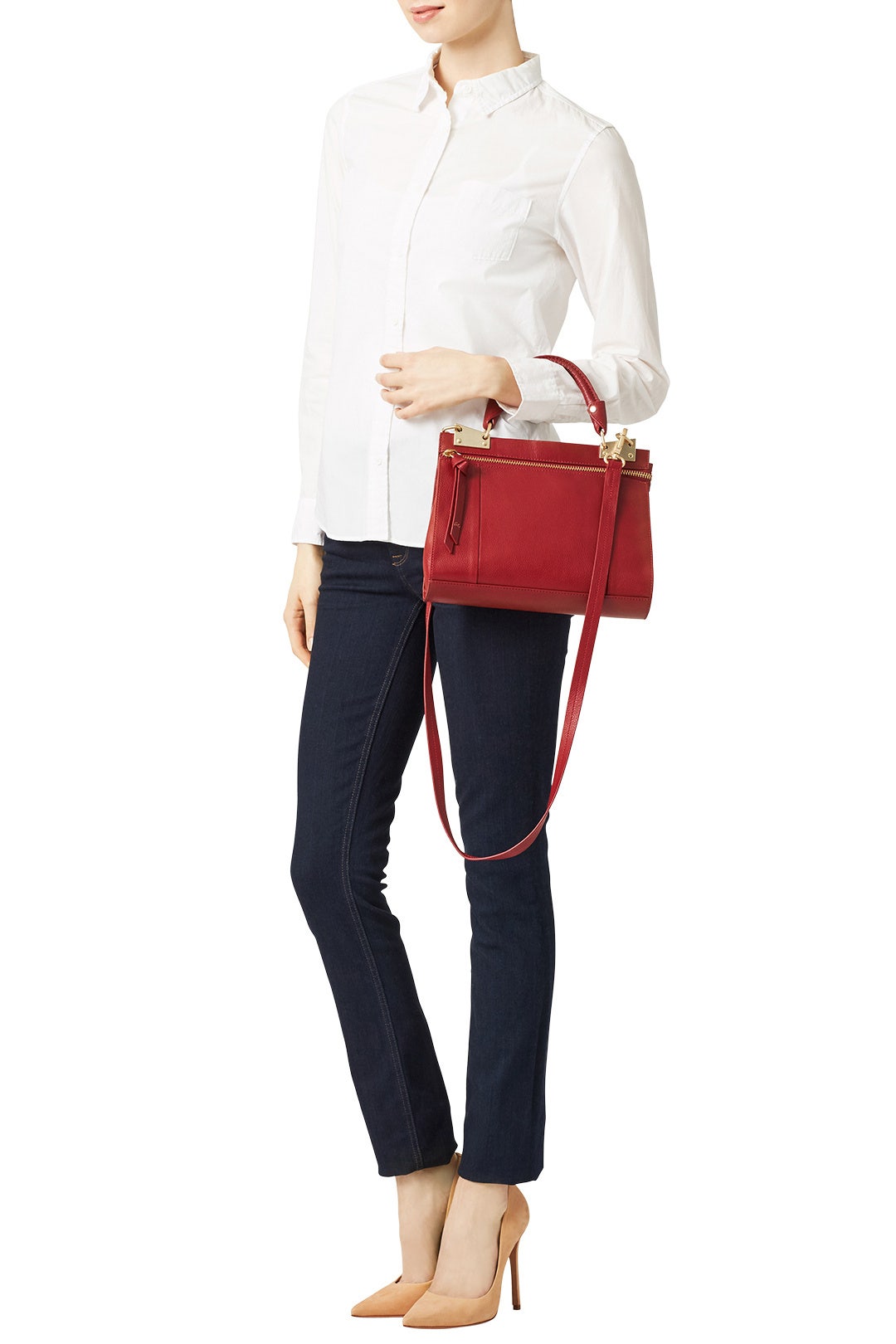 Red Dione Mini Messenger Bag by Foley + Corinna 2