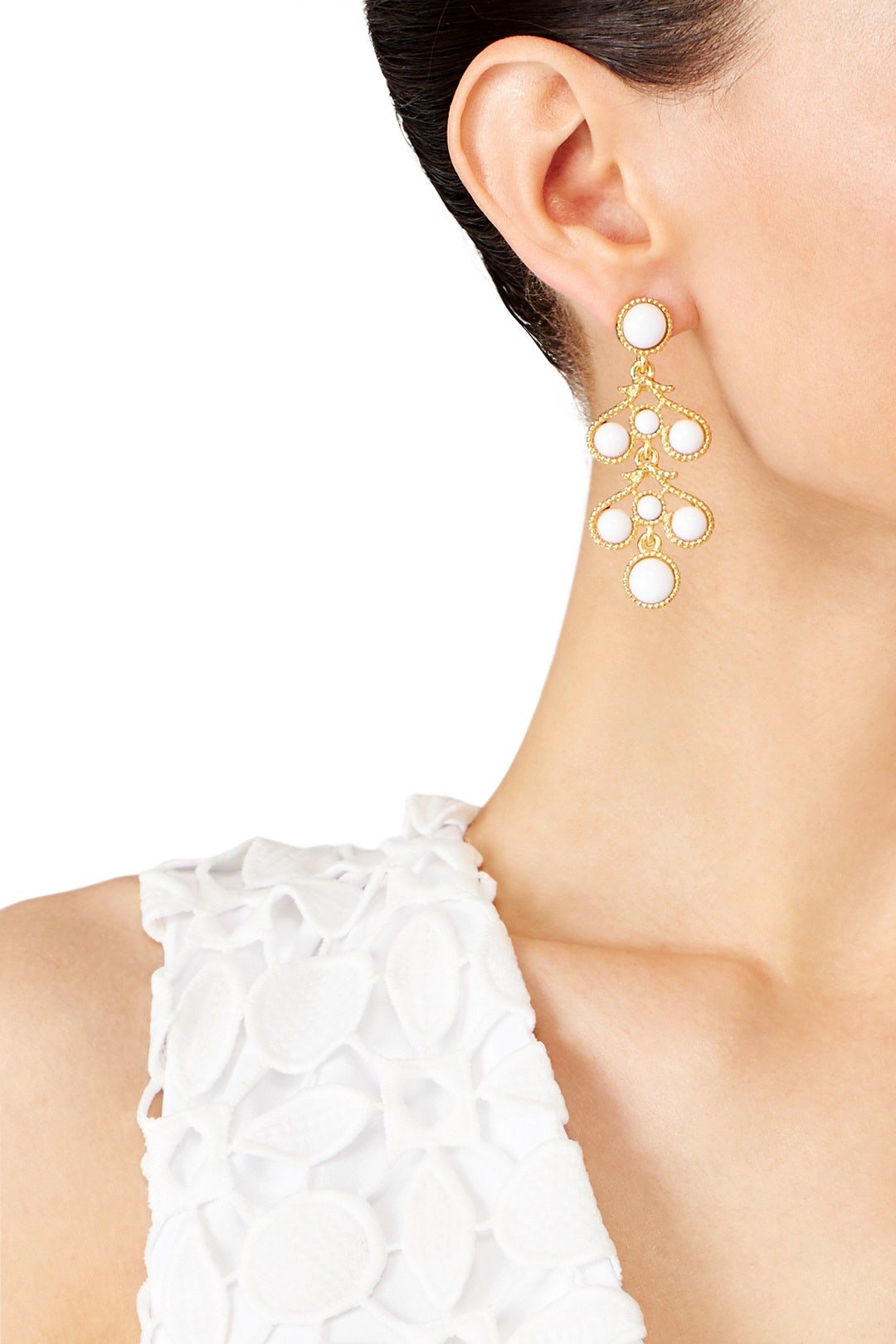 White Gold Filigree Earrings by Kenneth Jay Lane 0