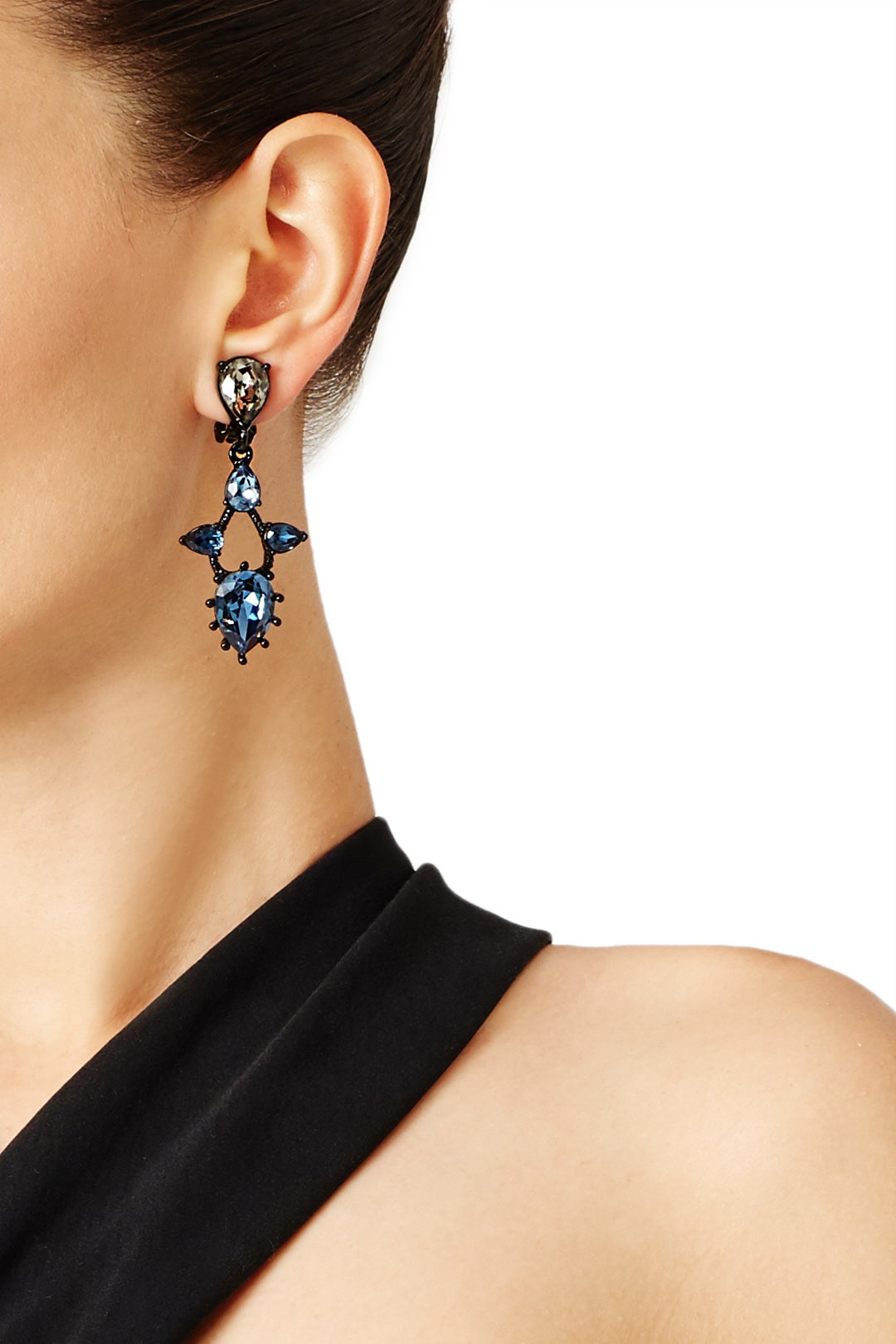 Blue Pear Stone Earrings by Oscar de la Renta 1