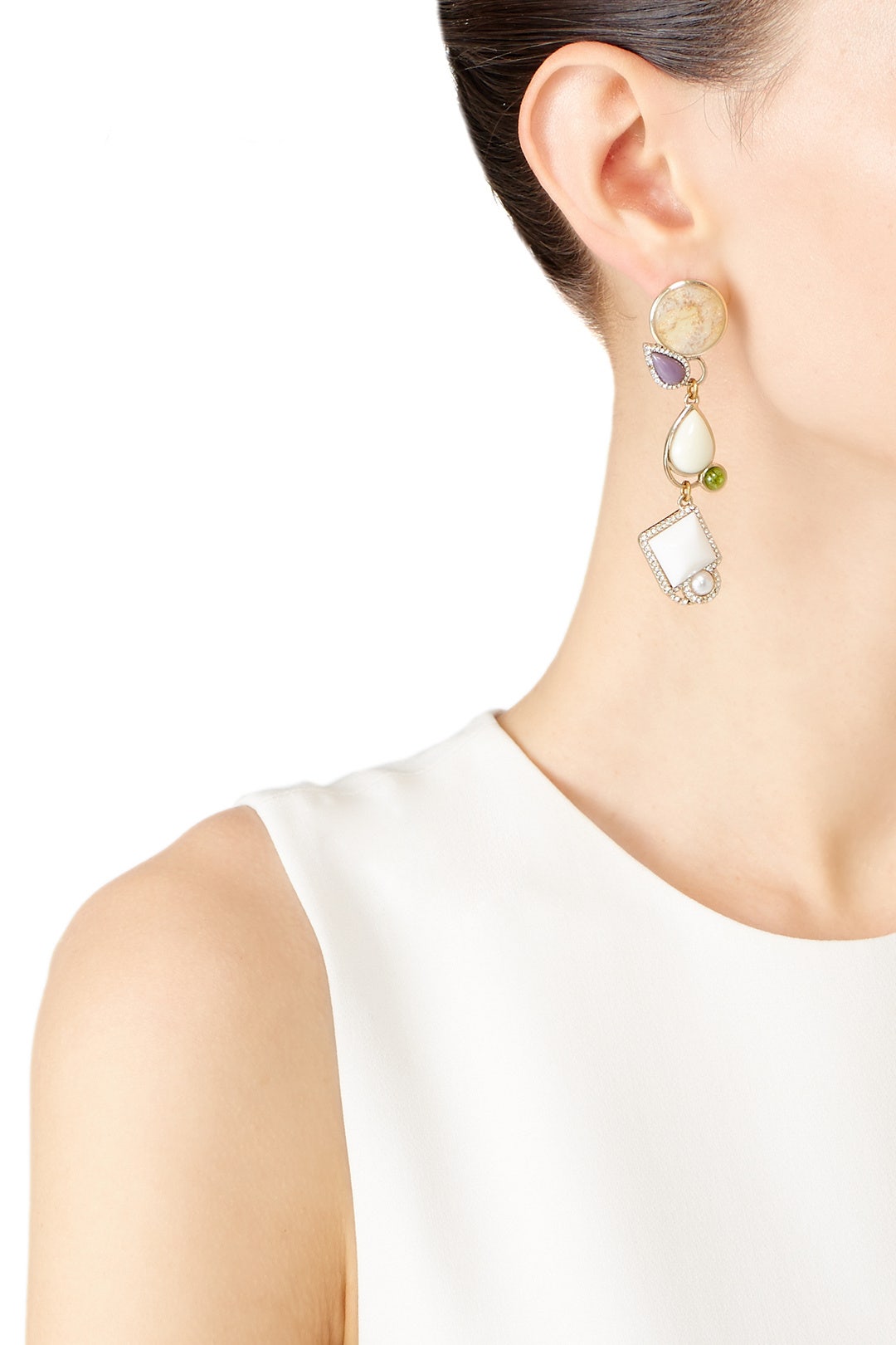 White Stone Marianne Earrings by Lulu Frost 2