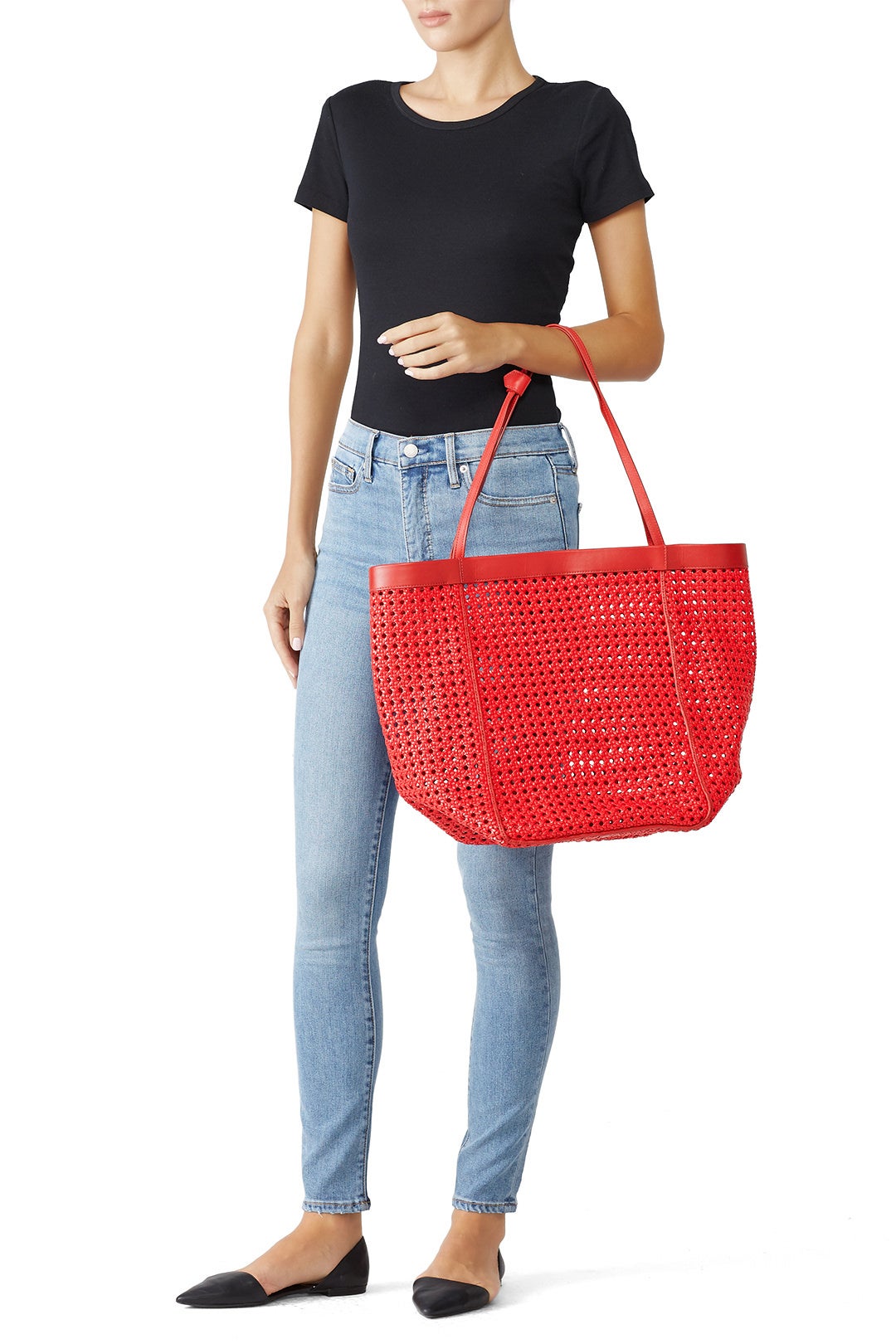 Red Woven Teller Tote by Elizabeth and James Accessories 1