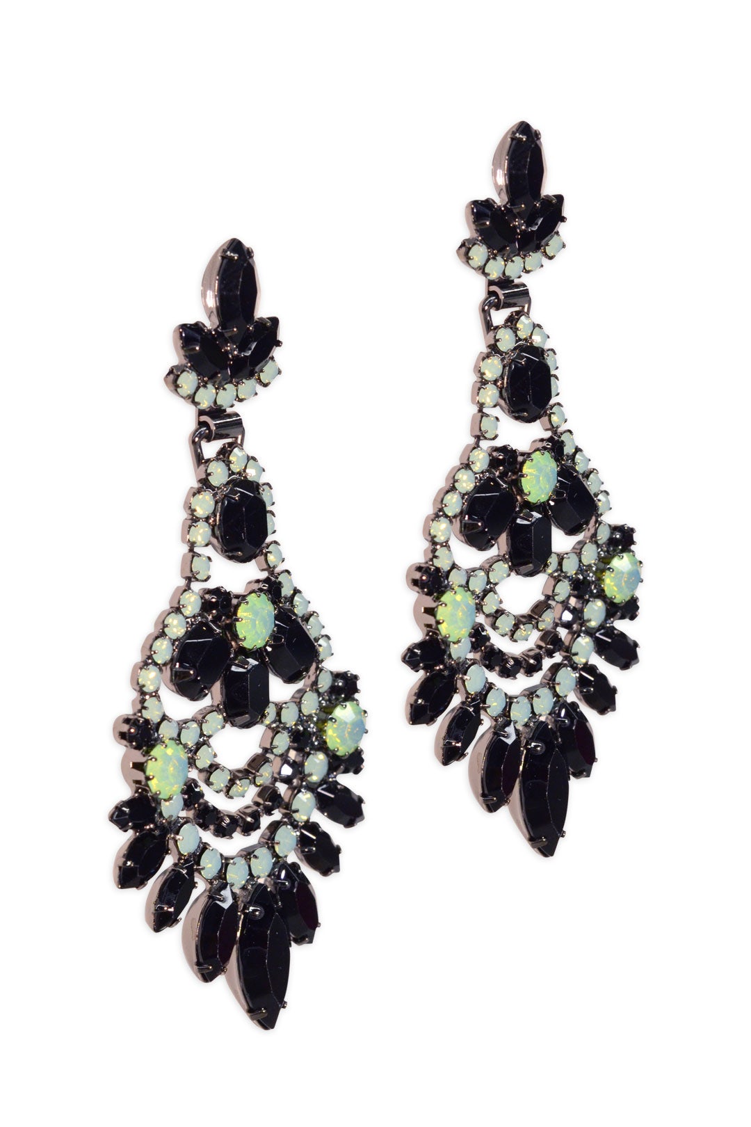 Jet and Jade Navette Earrings by Elizabeth Cole 2
