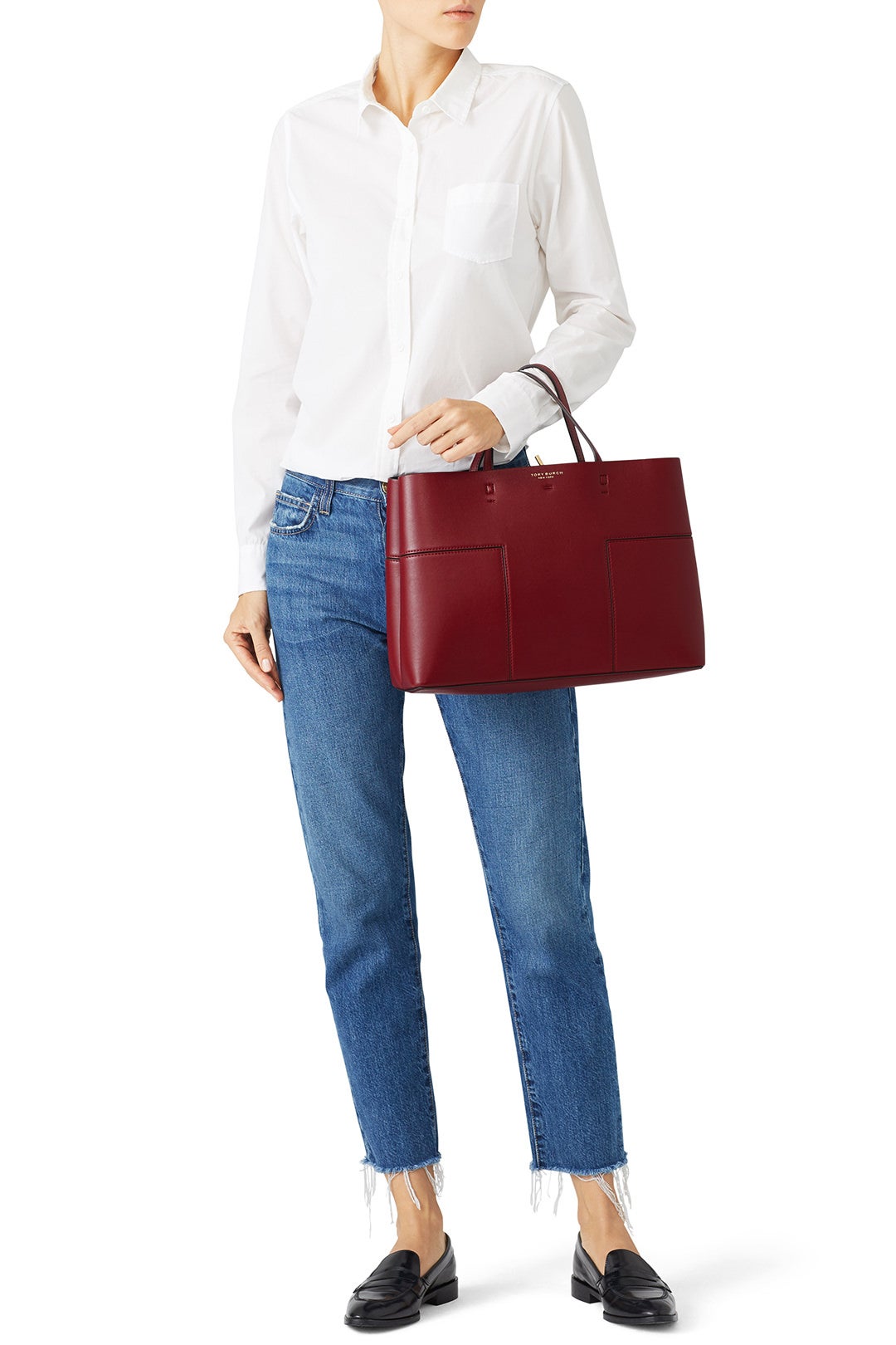 Garnet Block-T Tote by Tory Burch Accessories 2