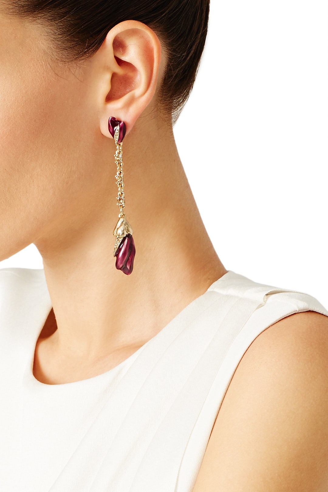 Purple Tulip Drop Earrings by Oscar de la Renta 0