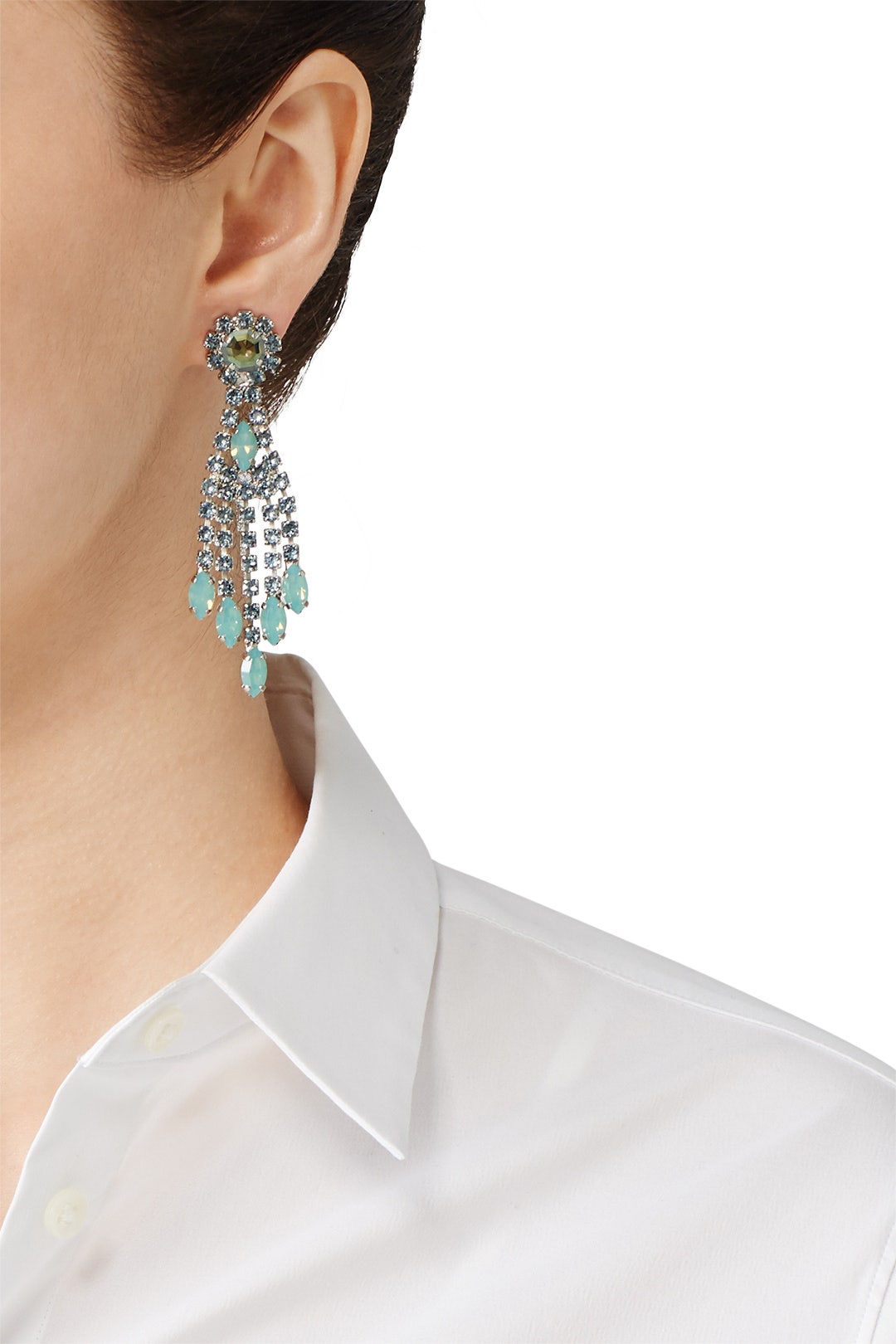Sea Green Crystal Thread Earrings by Tova 2