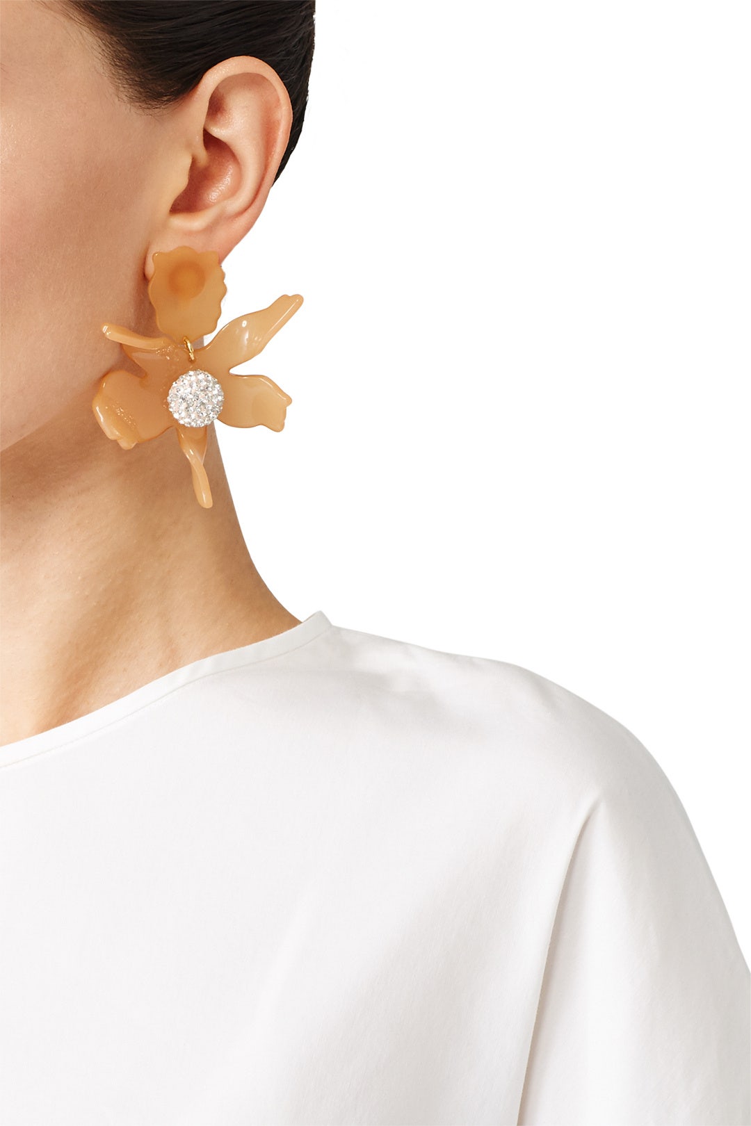 Peach Crystal Lily Earrings by Lele Sadoughi 2