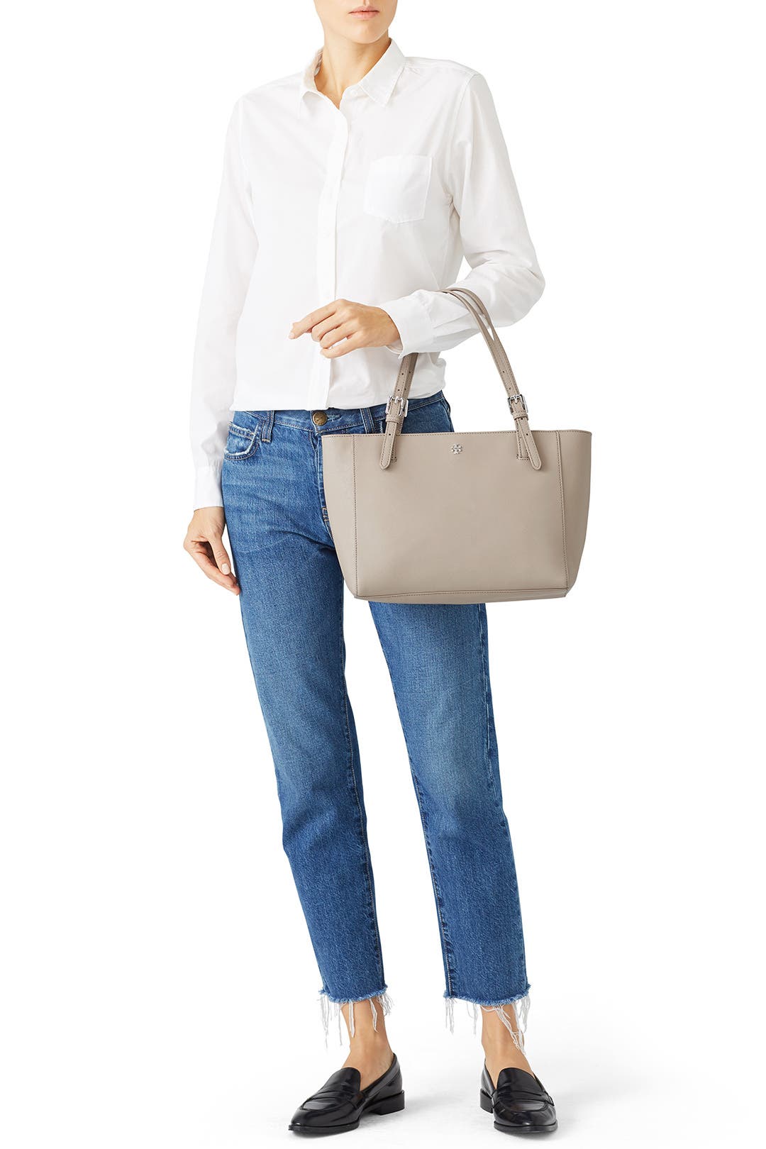 Grey York Buckle Tote by Tory Burch Accessories | Rent the