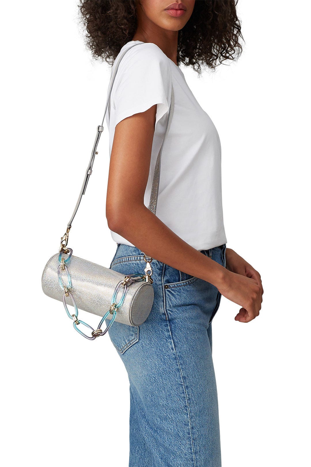 Silver Emma Glossy Chain Bag by Les Petits Joueurs 1