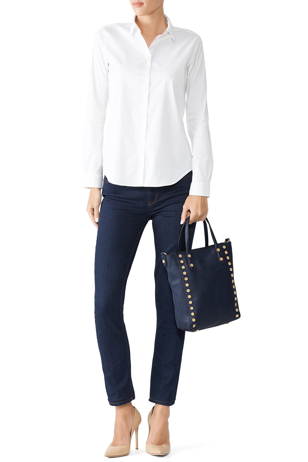 Navy Daisy Stud Tote by Annabel Ingall 1