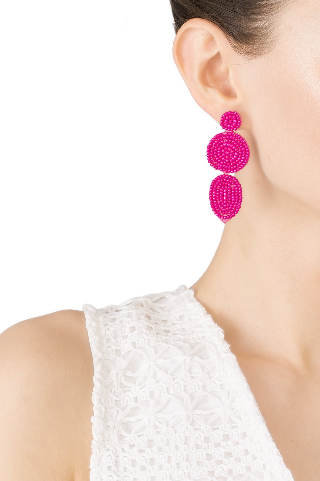 Fuchsia Linear Disc Earrings by Rebecca Minkoff Accessories 1