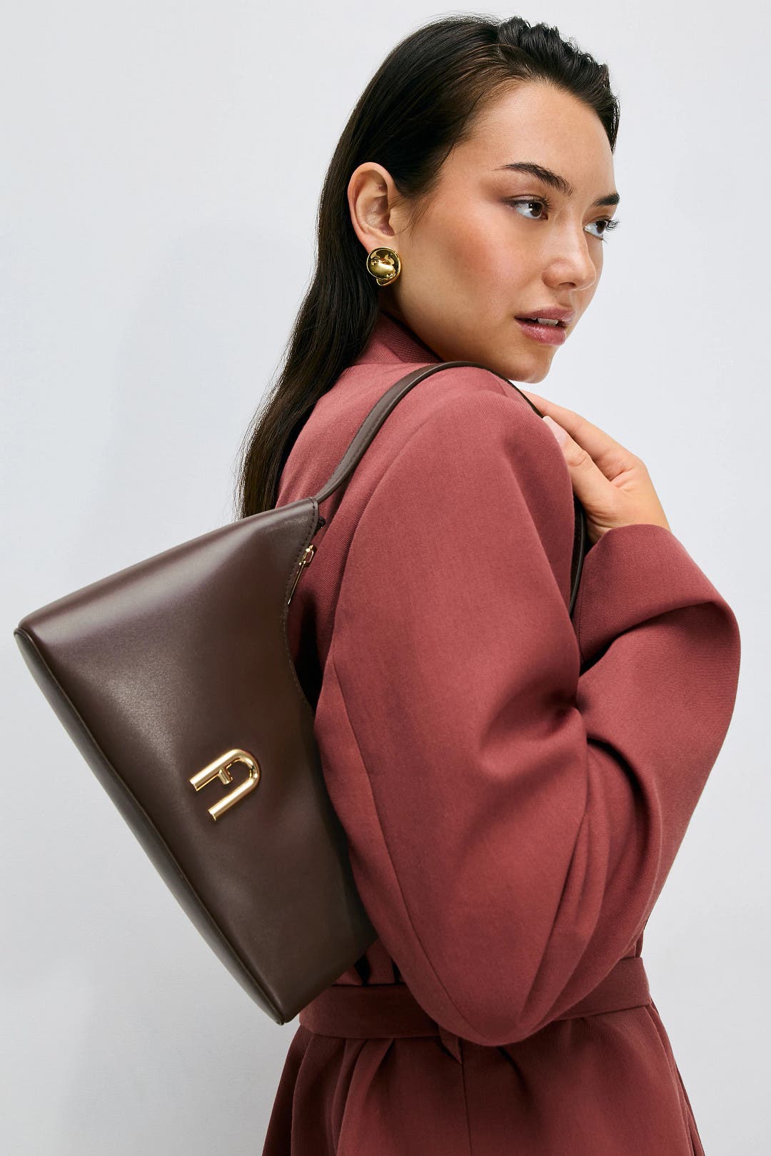 Brown Diamante Mini Shoulder Bag by Furla | Rent the Runway