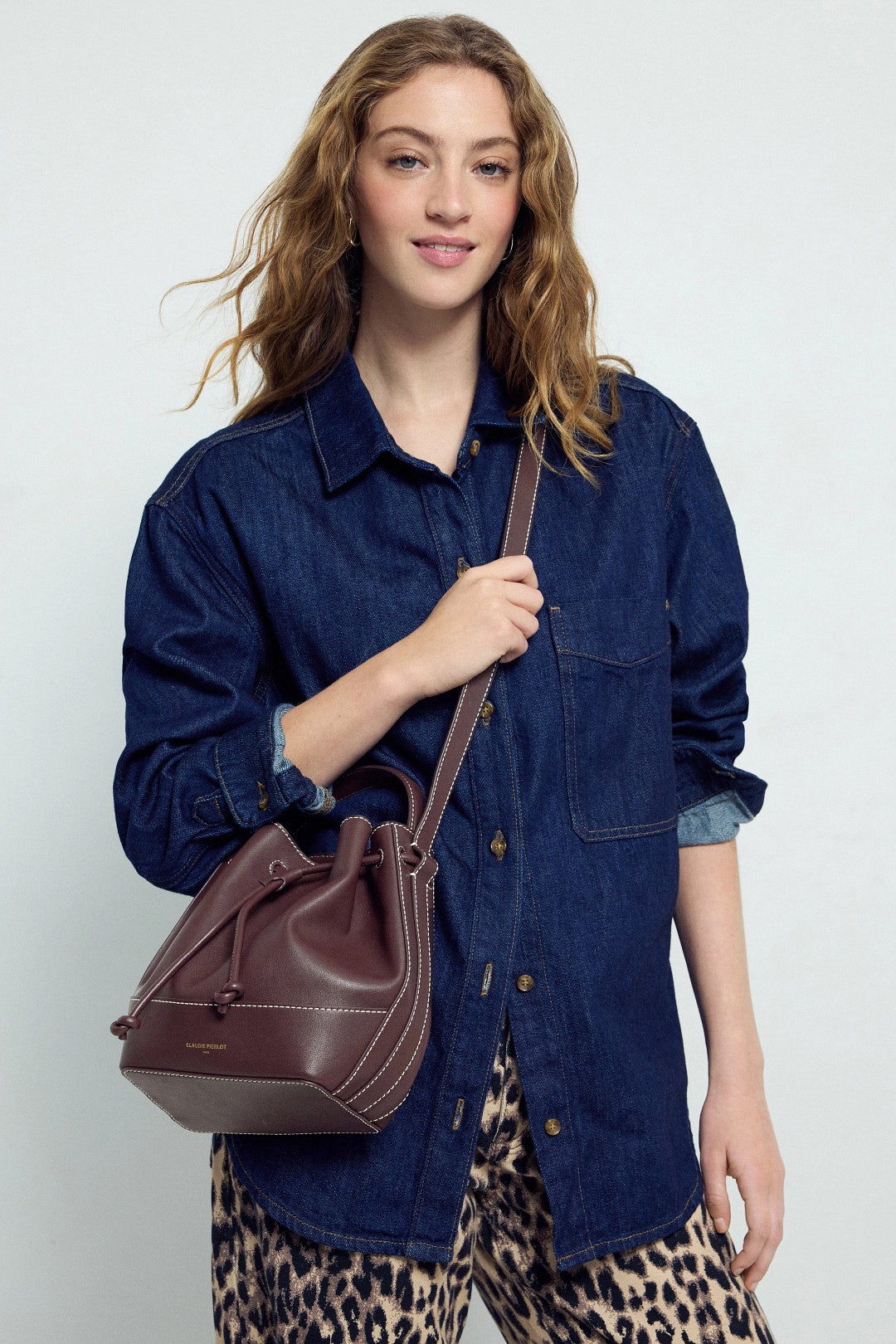 Red Leather Bucket Bag by Claudie Pierlot Accessories 1