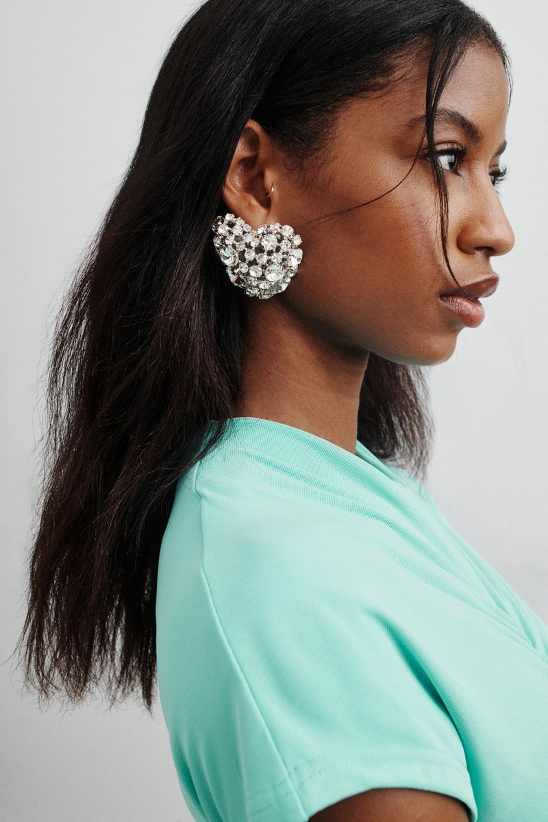 Crystal Cluster Heart Earrings by AREA Accessories - Photo 0
