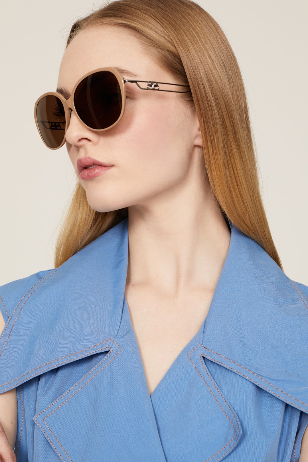 Brown Oversized Round Sunglasses by Balenciaga 0