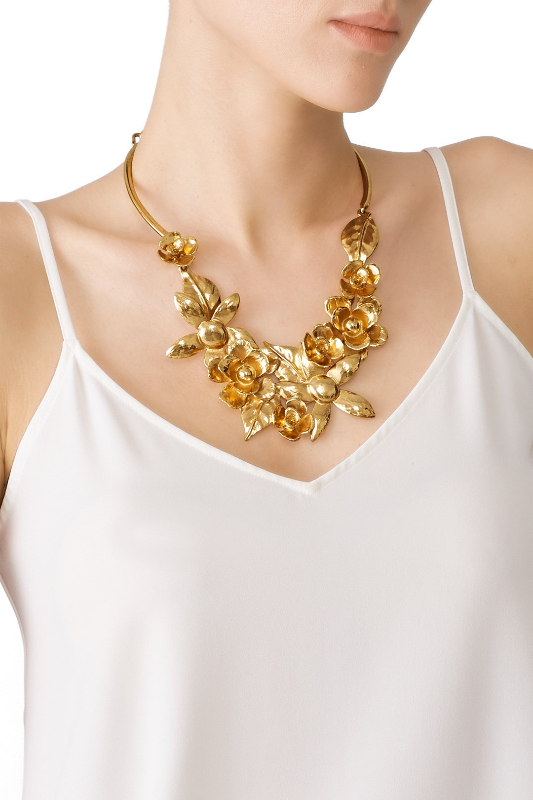 Gold Flower Statement Necklace by Oscar de la Renta 0