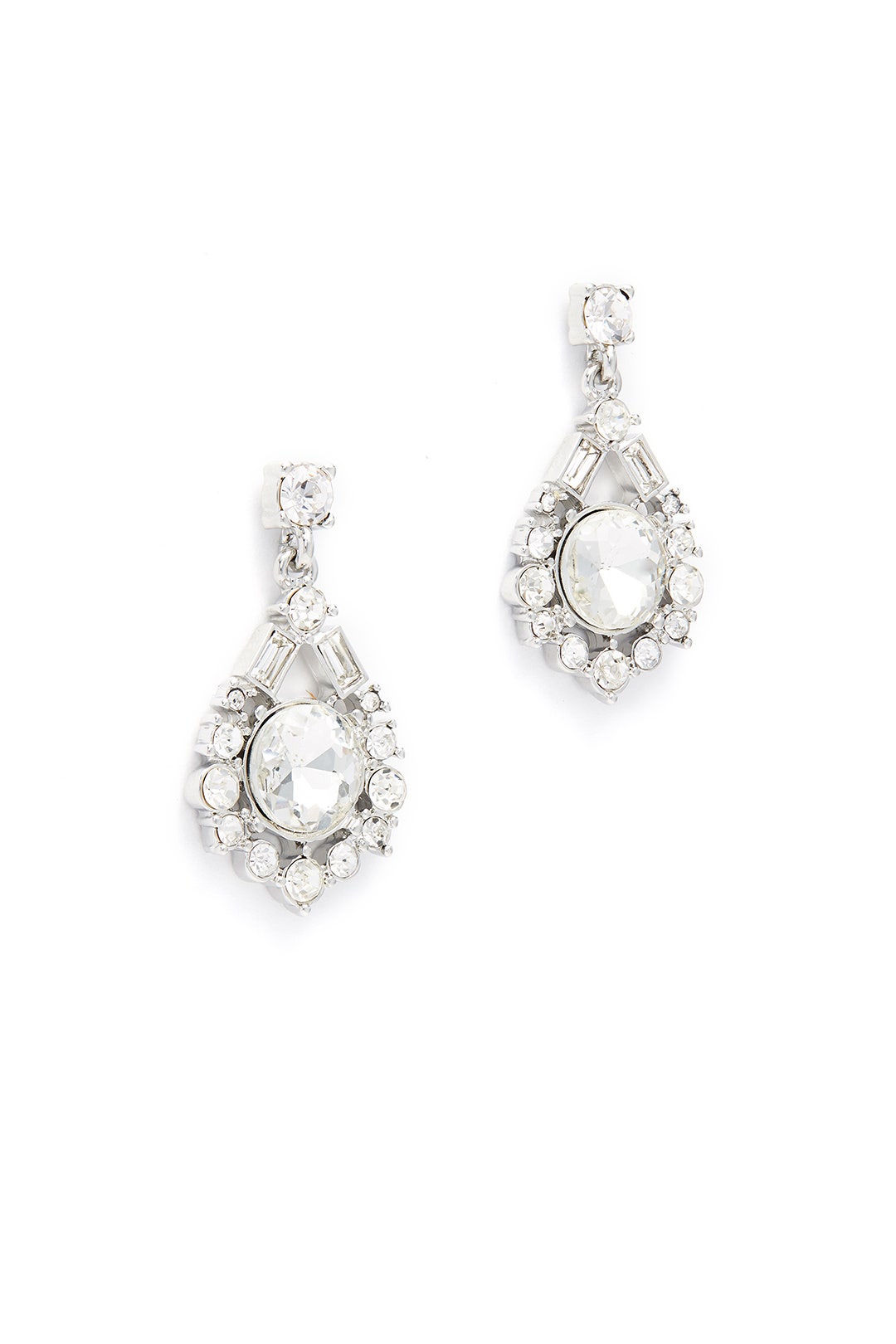 Silver Crystal Baguette Earrings by Slate & Willow Accessories 1