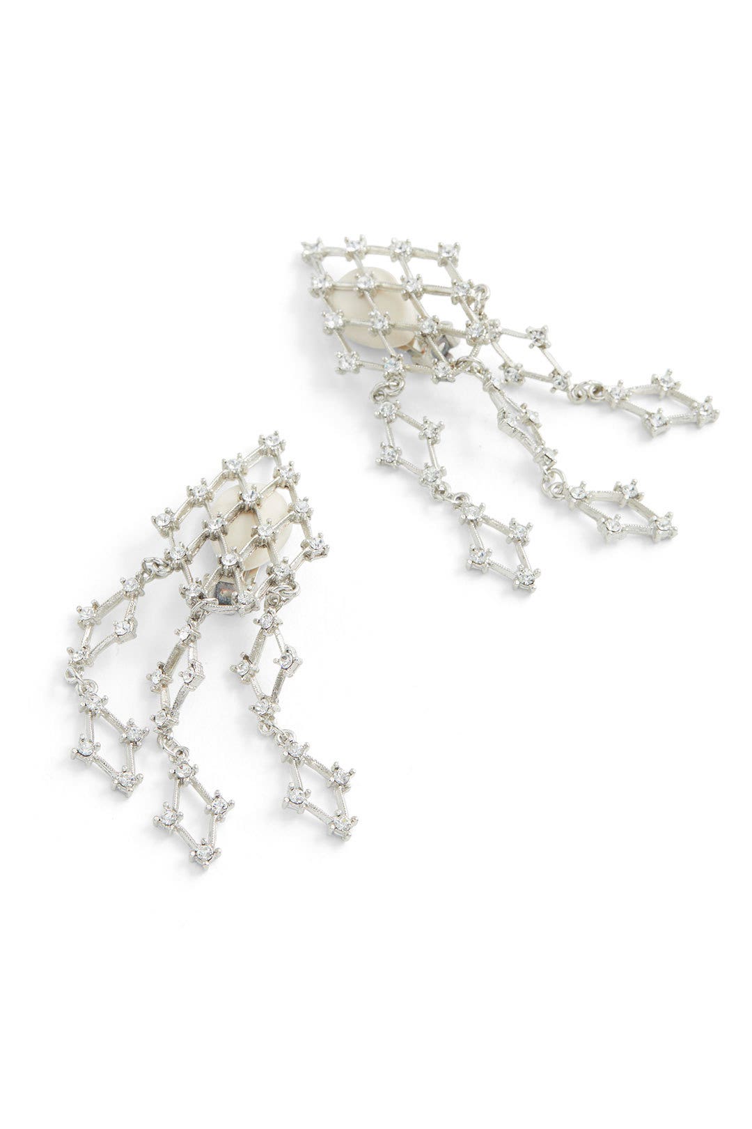 Silver Crystal Waterfall Clip Earrings by Kenneth Jay Lane 1