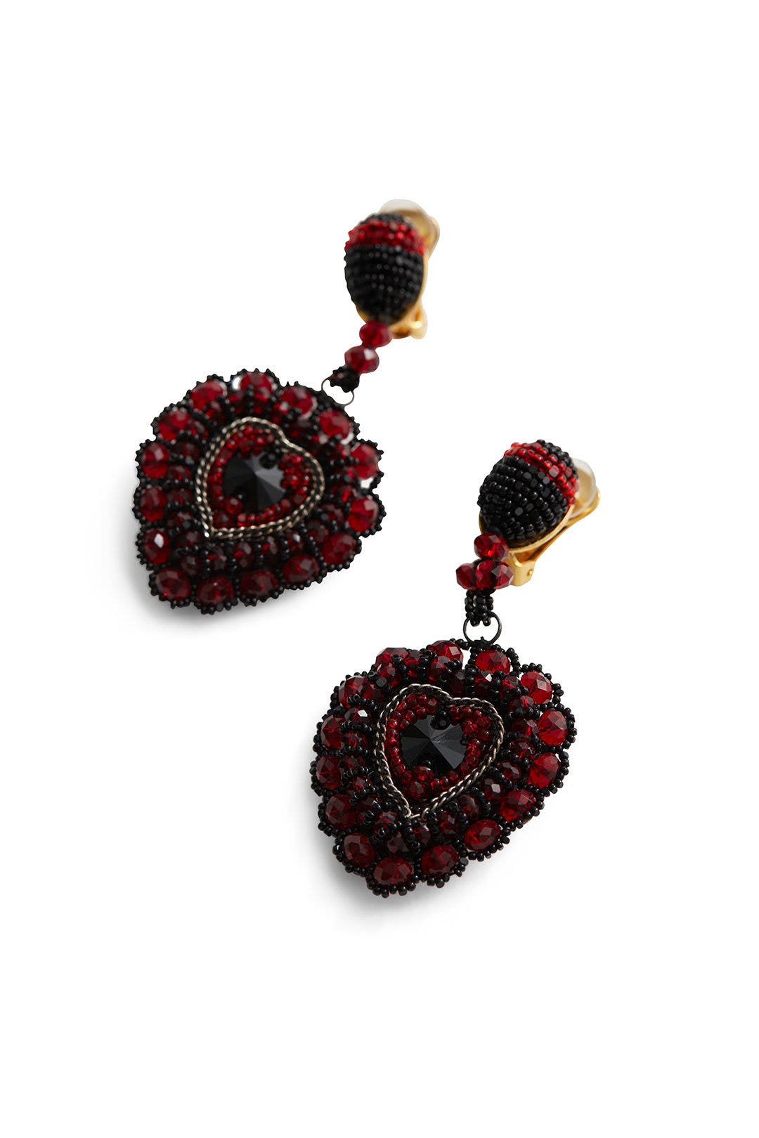 Runway Embroidered Heart Earrings by Oscar de la Renta 1