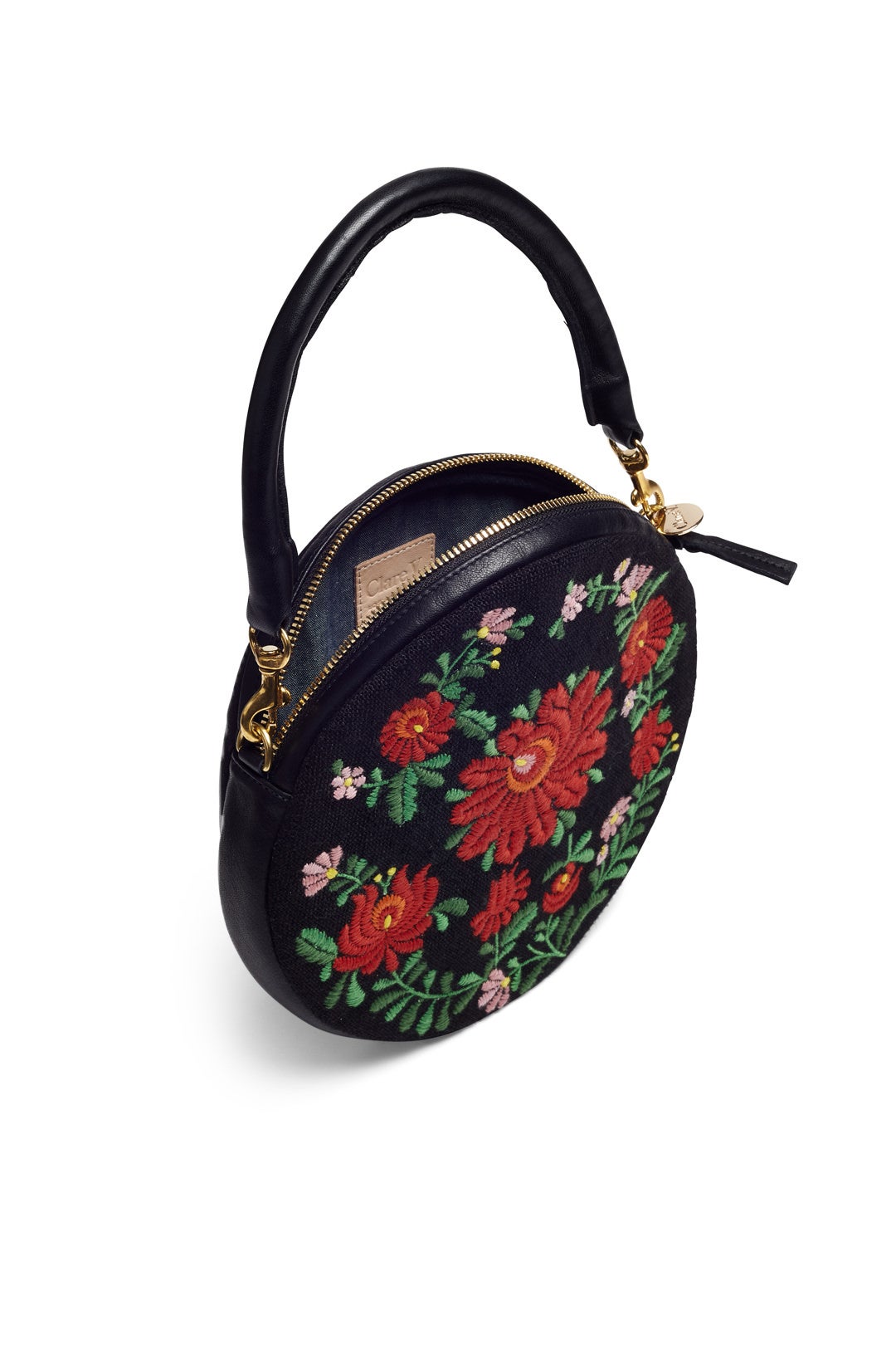 Black Floral Circle Clutch by Clare V. 1