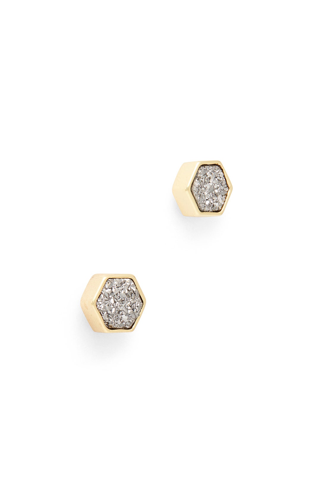 Hexagon Druzy Stud Earrings by Elise M. 1