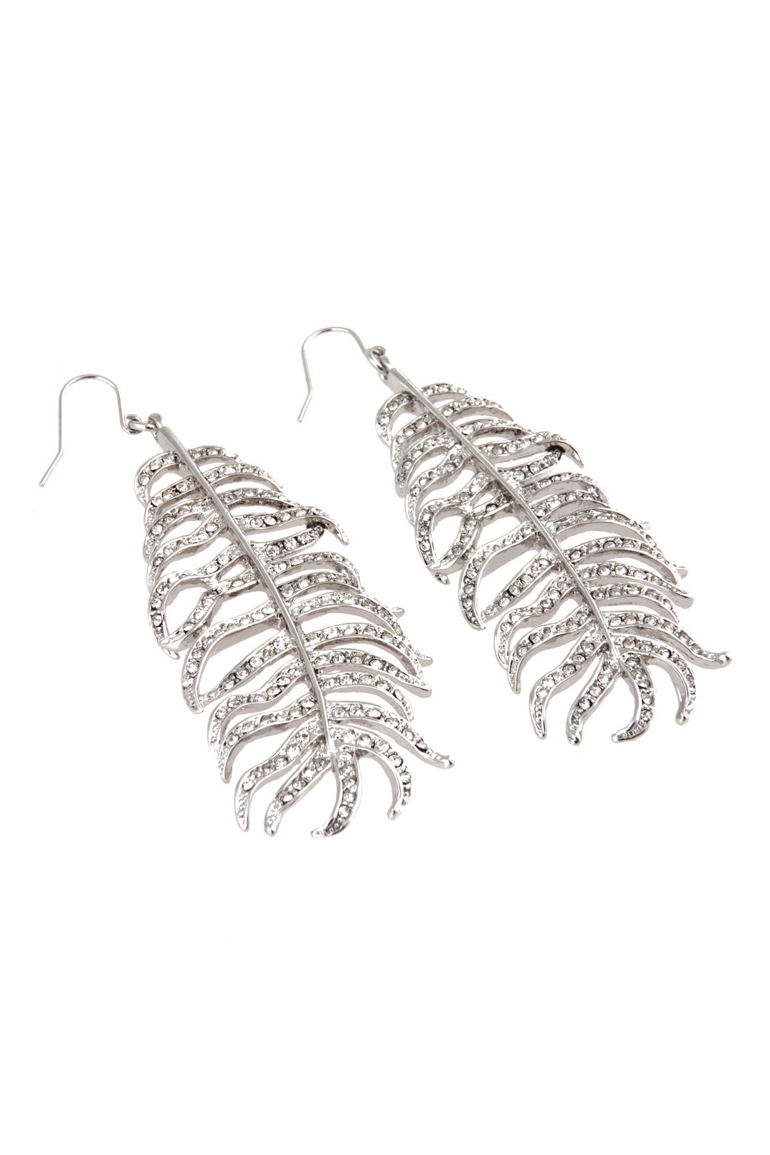Silver Crystal Feather Earrings by CC Skye 1