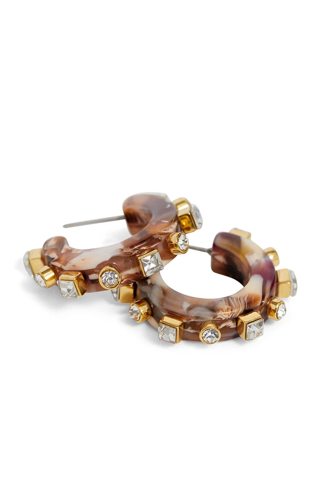 Camel Swirl Crystal Block Huggies by Lele Sadoughi 1