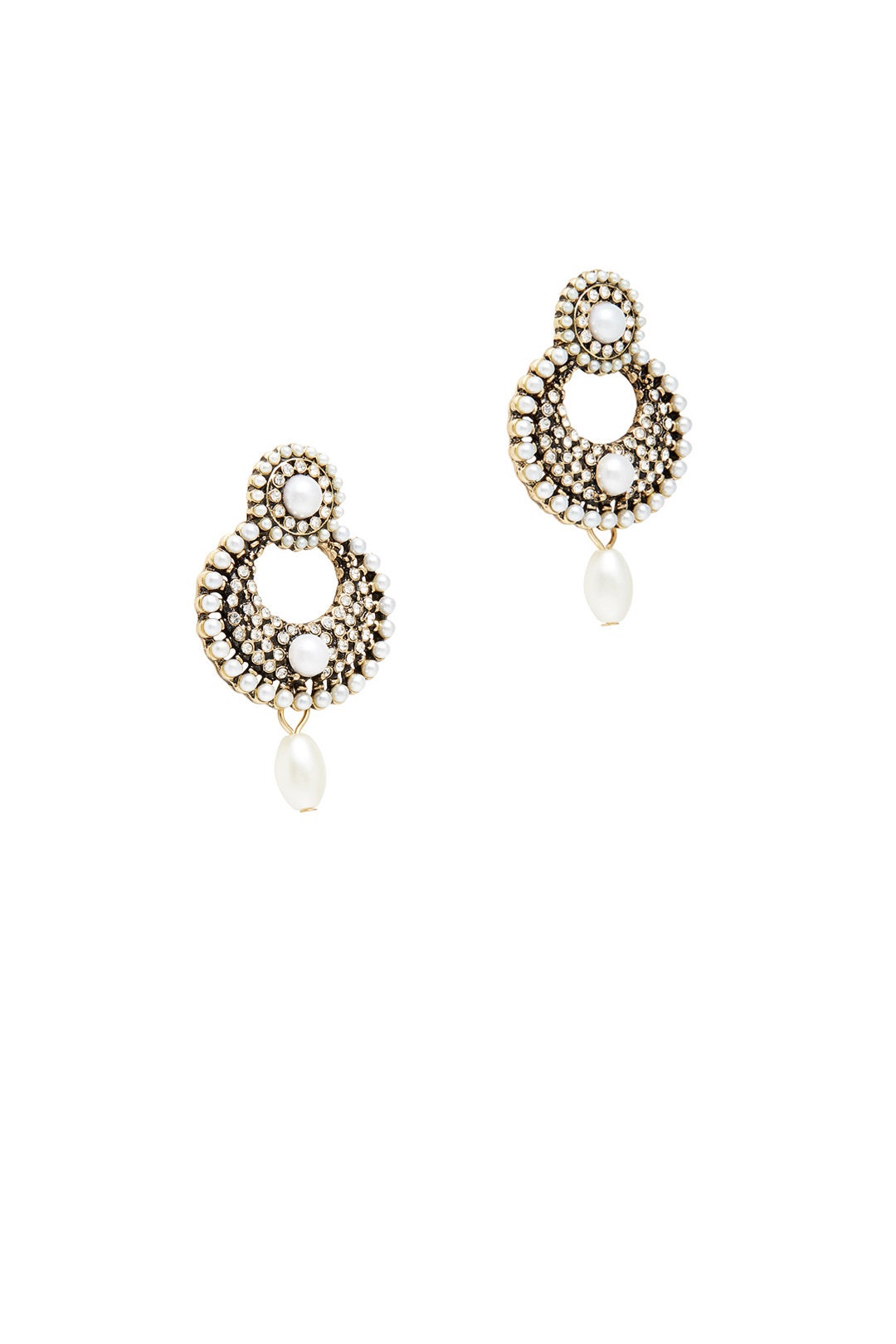 Pearl Circle Drop Earrings by Slate & Willow Accessories 1