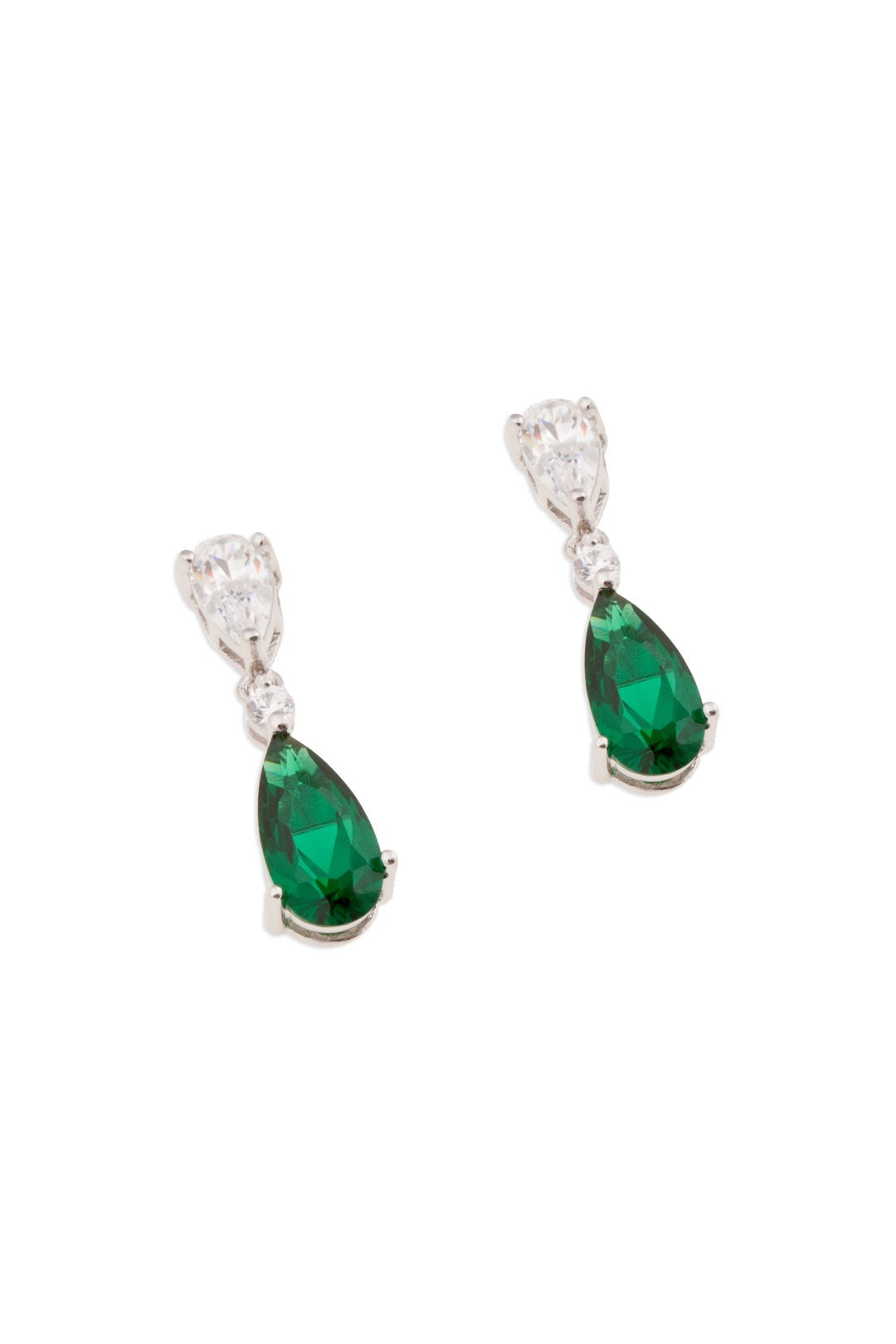 Emerald Tear and Crystal Drop Earrings by Crislu 1