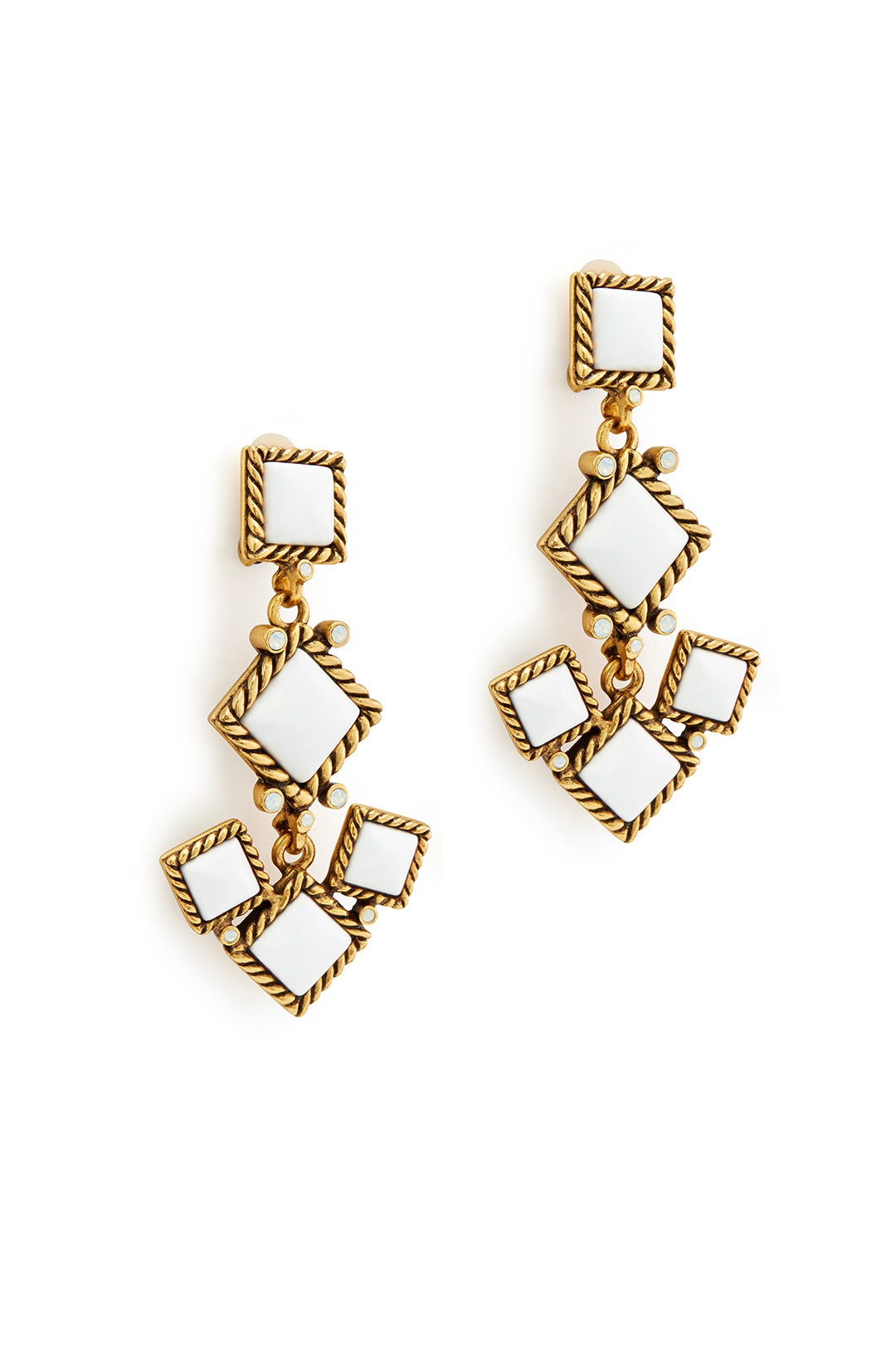 Multi Diamond Mosaic Earrings by Oscar de la Renta 1