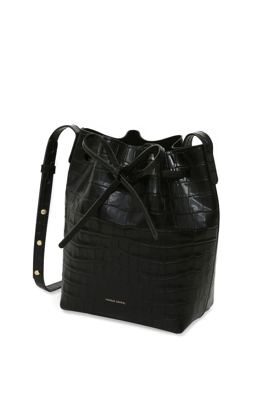 Black Croc Mini Bucket Bag by Mansur Gavriel Accessories 1