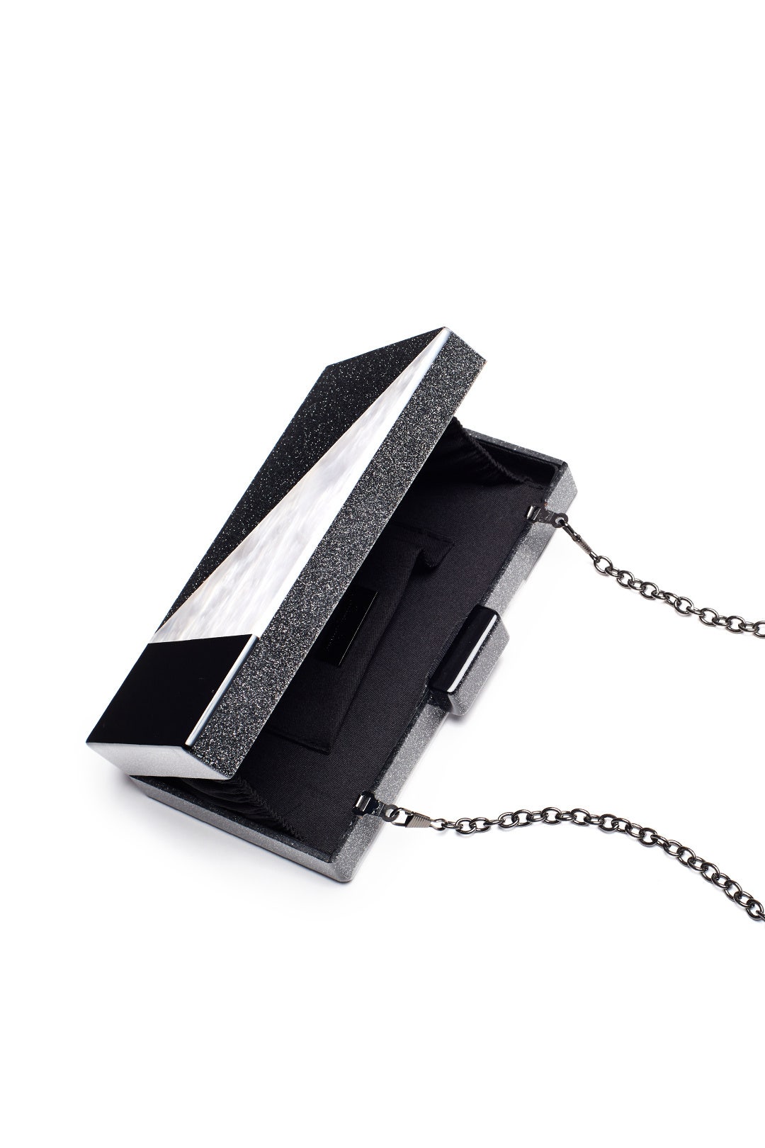 Black Geometric Resin Minaudiere by Sondra Roberts 1