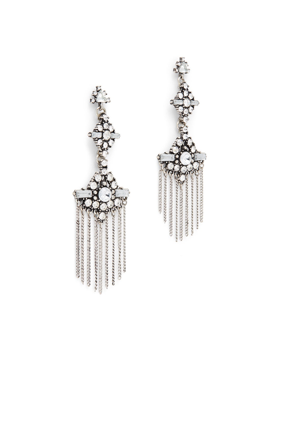 Silver Tassel Chandelier Earrings by Ettika 1