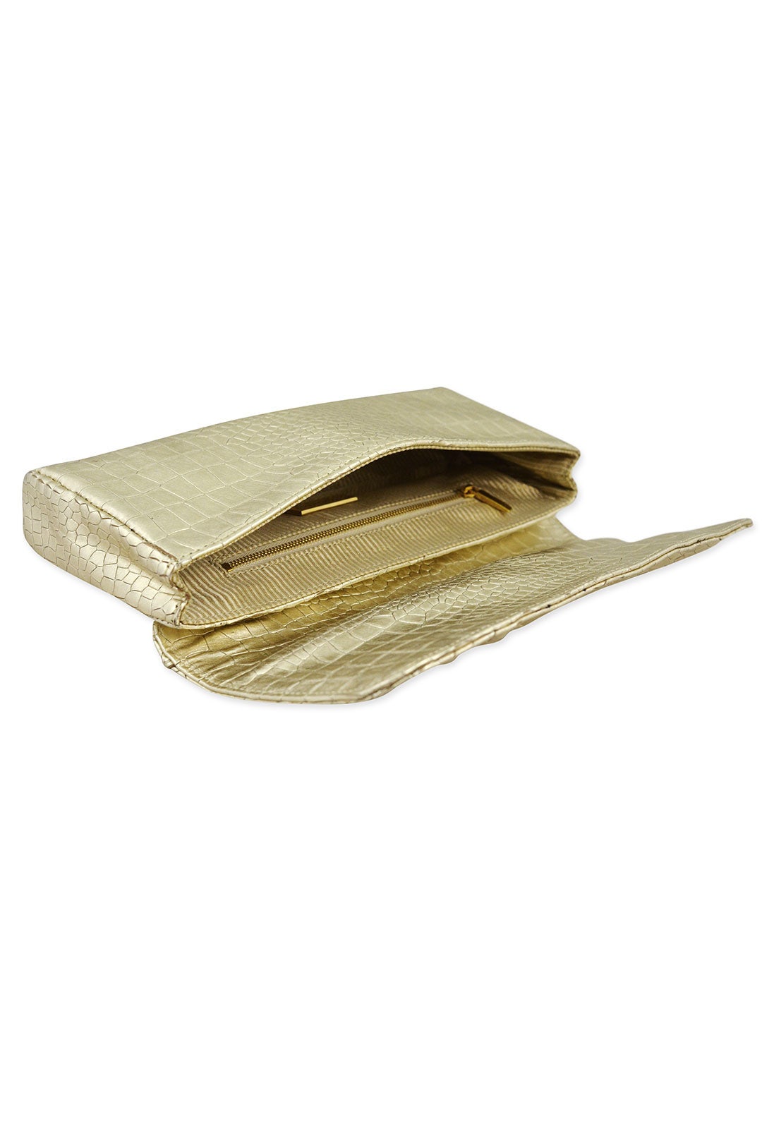 Gold Caroline Croc Clutch by Lauren Merkin 1