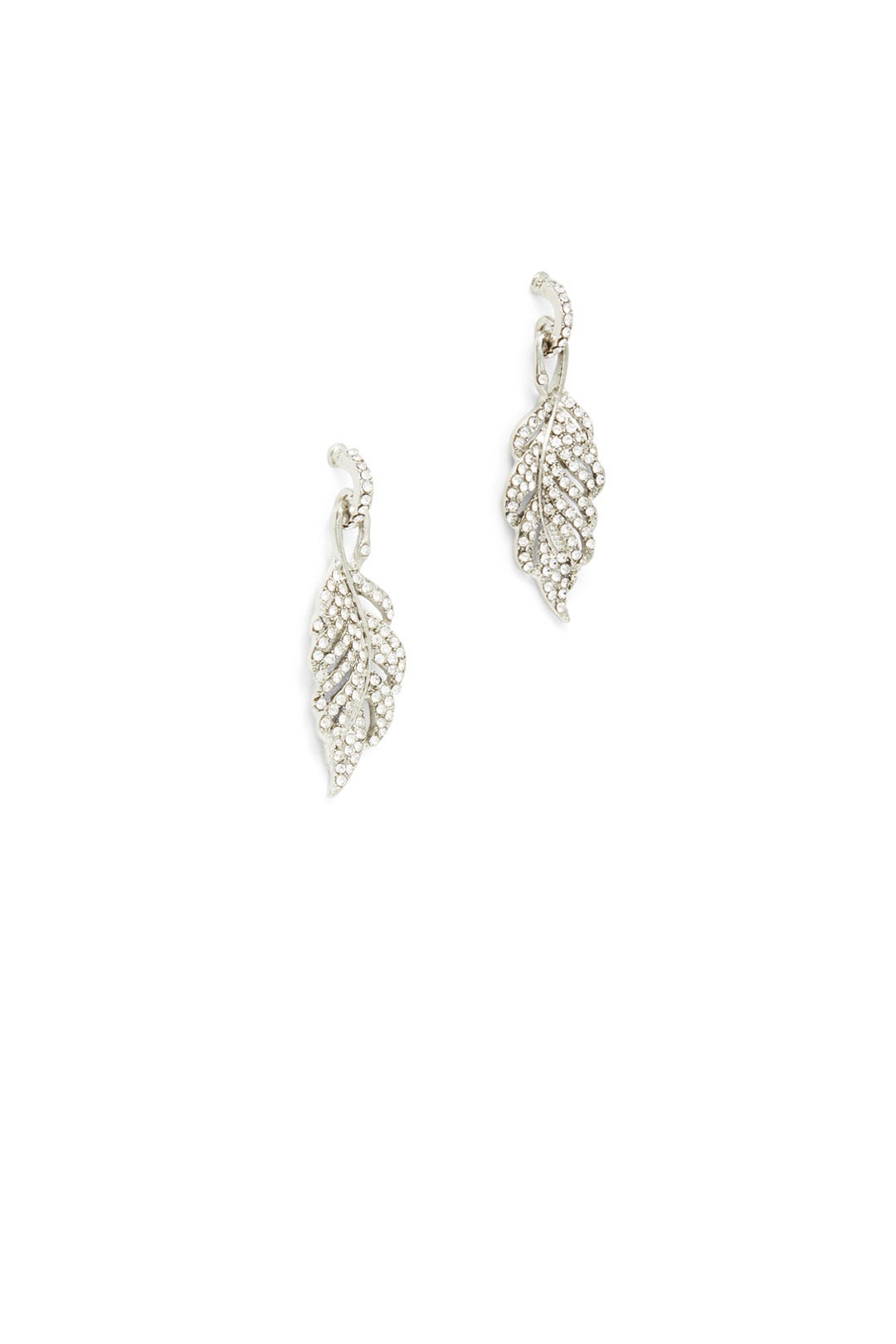 Silver Crystal Leaf Earrings by Slate & Willow Accessories 1